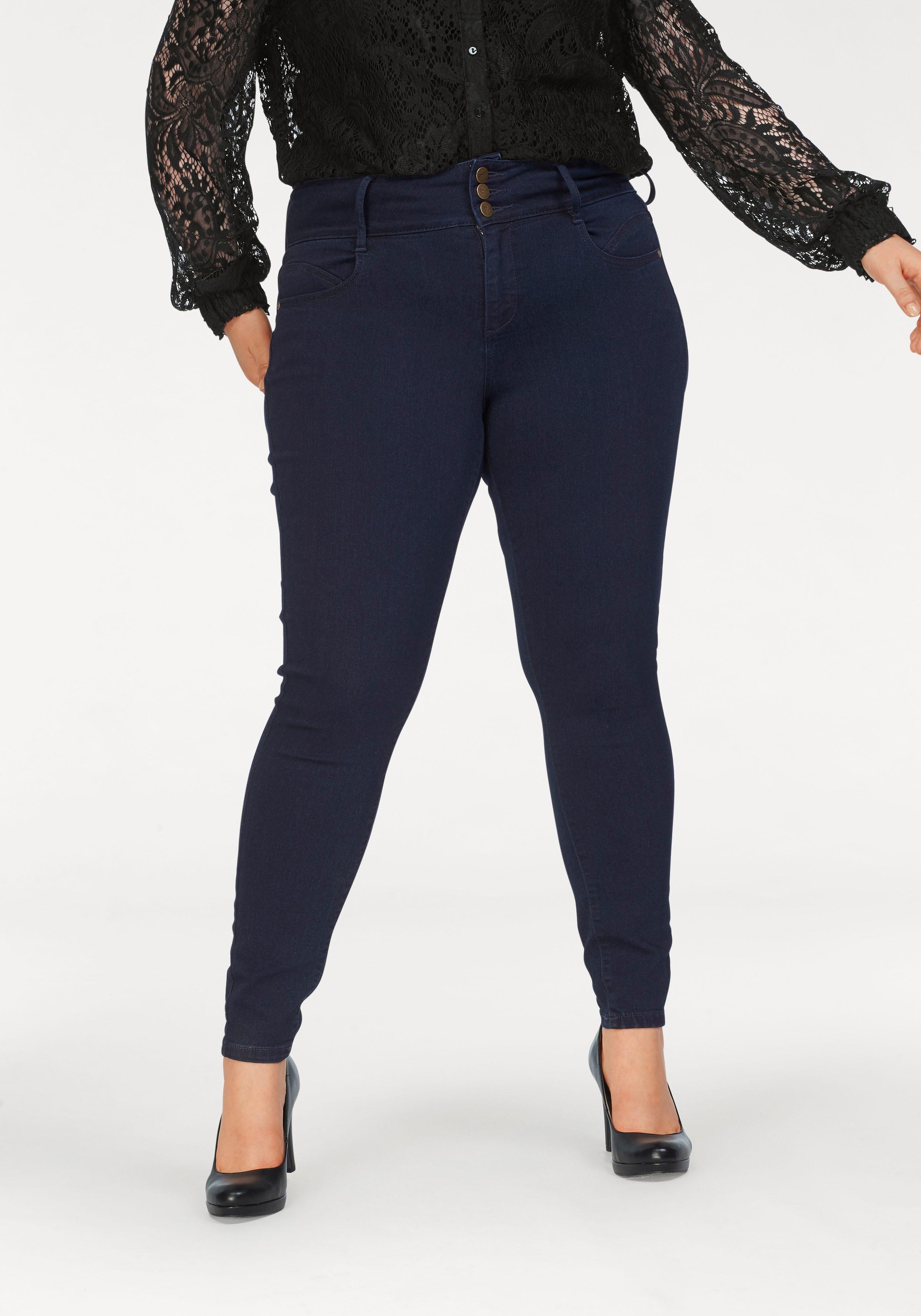 ONLY CARMAKOMA Röhrenjeans »Anna«, High Waist mit 3Knopf-Bund