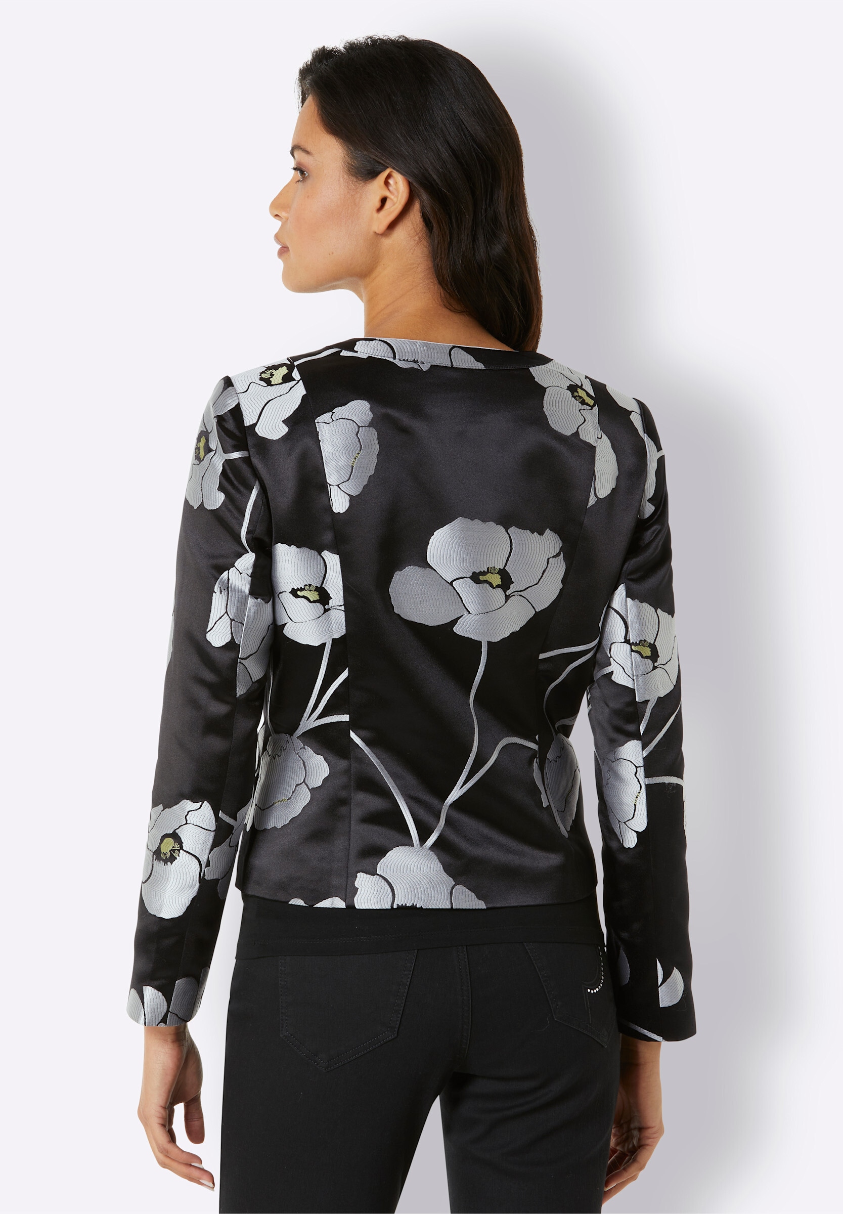 creation L Kurzblazer »Polyester-Seiden-Blazer Jacquardblazer mit bedrucktem Futter«