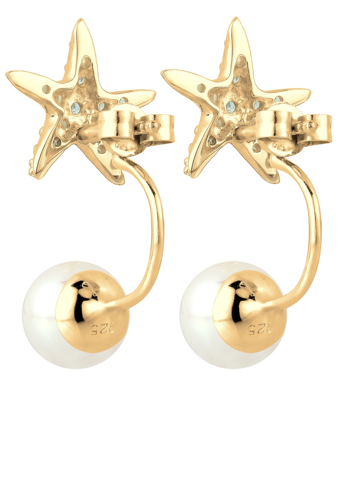 Elli Paar Ohrstecker »Ohrringe Ohrstecker Perlen Seestern Zirkonia Weiß 925 Sterling Silber vergoldet«