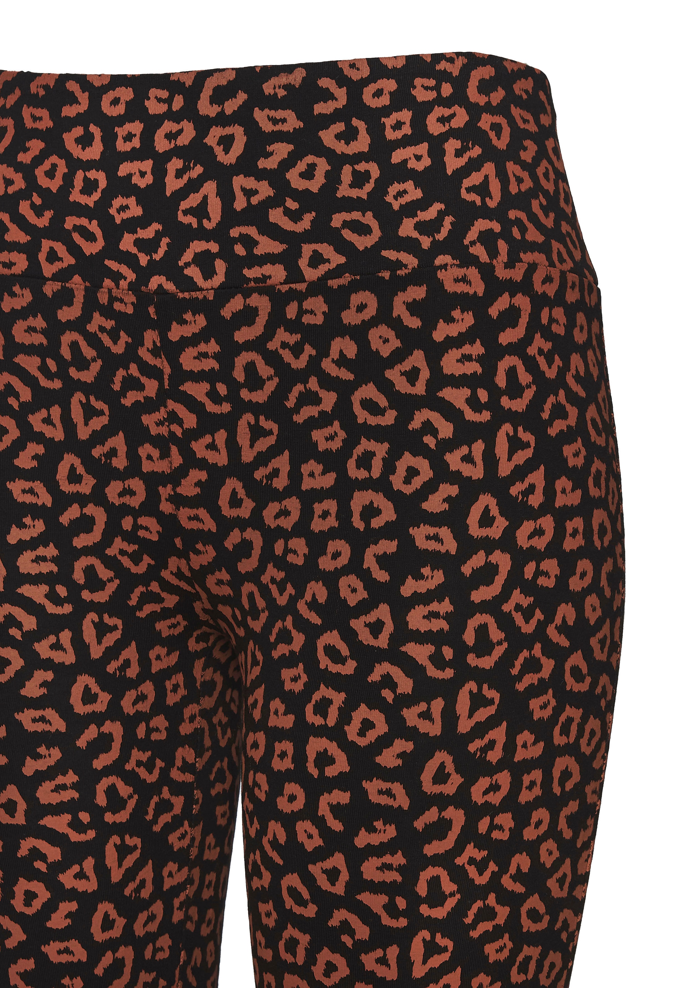 LASCANA Leggings, Sweatleggings mit breitem Bündchen im Leo-Print, Loungewear