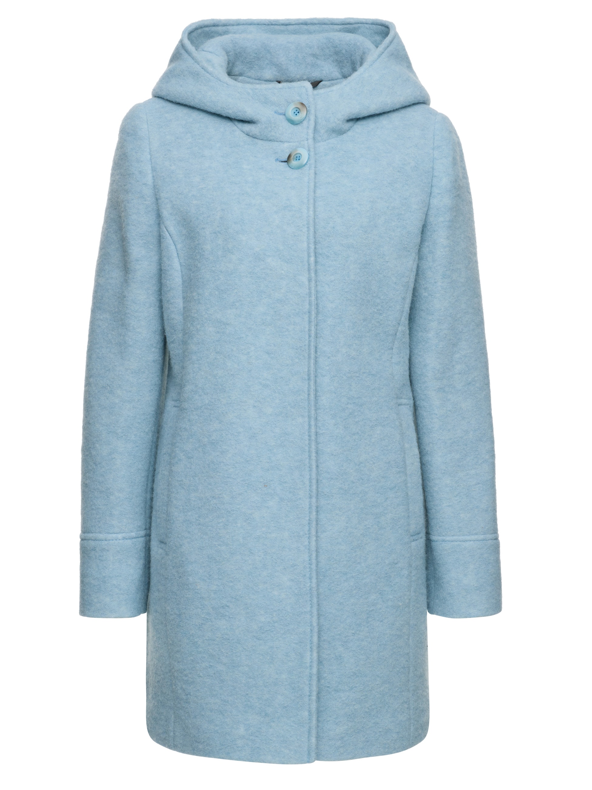 MANISA Wolljacke, mit Kapuze, Wollparka mit Kapuze und verdeckten Knöpfen
