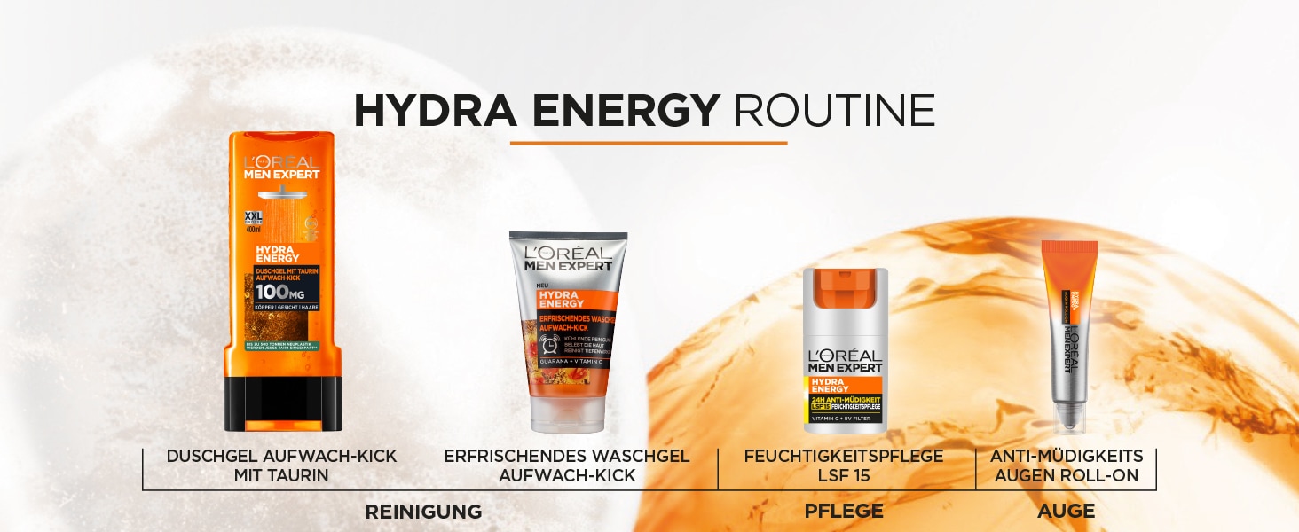 L'ORÉAL PARIS MEN EXPERT Gesichtsgel »Hydra Energy 24H Pflege LSF15«, mit Lichtschutzfaktor