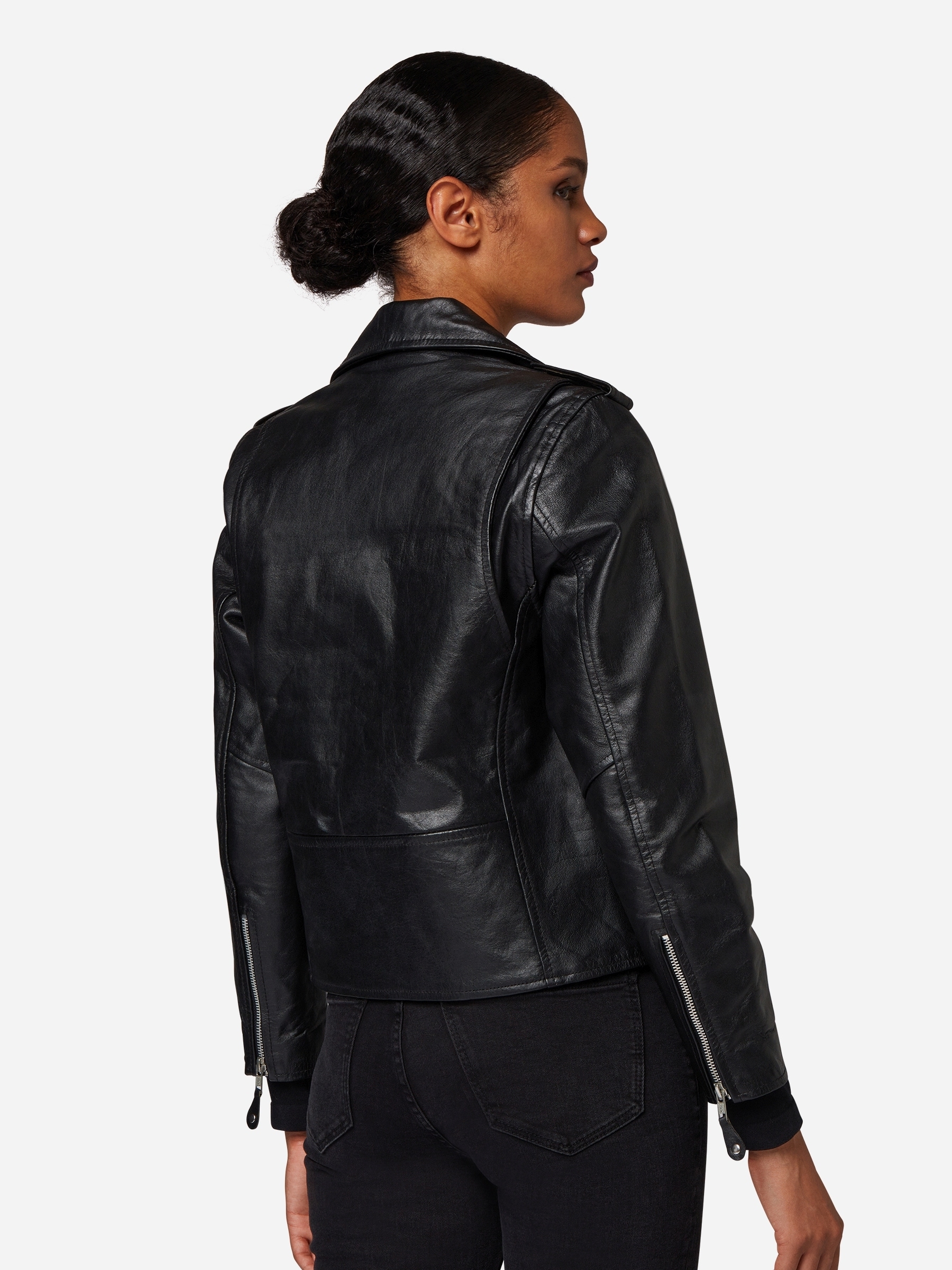 RICANO Bikerjacke »Lederjacke Brando Girls« ohne Kapuze Handgefertigt aus echtem Leder