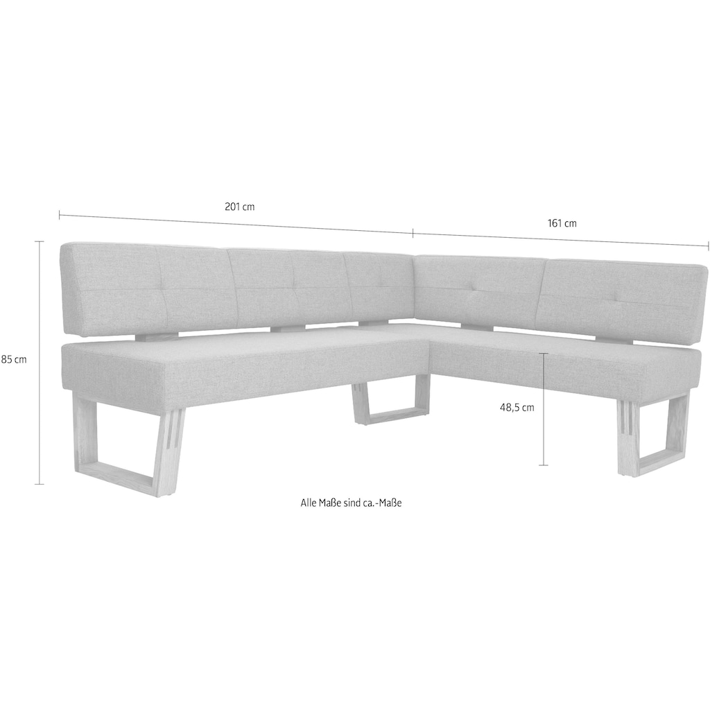 Home affaire Eckbank »Ponza«, mit Massivholzgestell, Küchenbank in tollen Farben, Breite 201x161 cm