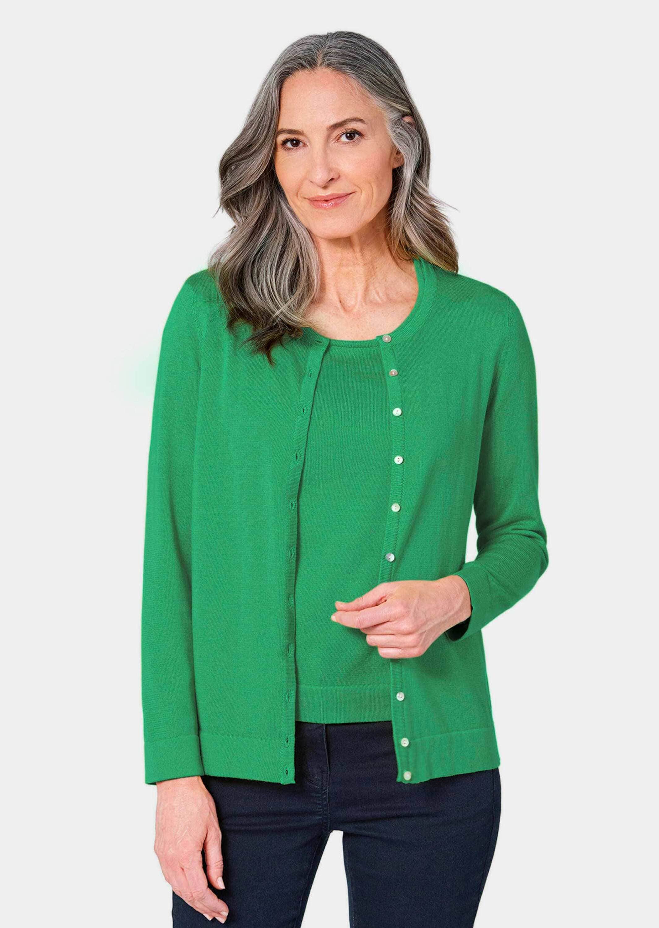 GOLDNER Strickpullover »Figurnahes Twin-Set aus Pima-Baumwolle«
