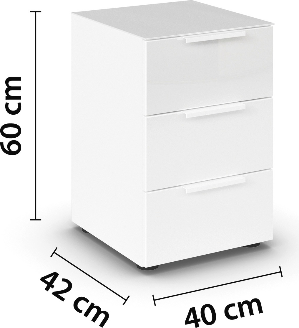 rauch Nachtkommode »Flipp«, mit 3 Schubladen und Soft-Close-Funktion, Oberboden und Front Glas