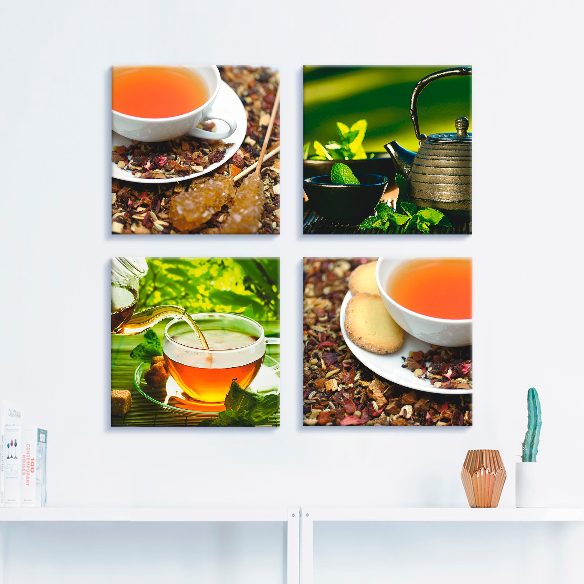 Artland Leinwandbild »Asiatische Teeimpressionen«, Getränke, (4 St.), 4er  Set, verschiedene Größen bei OTTO