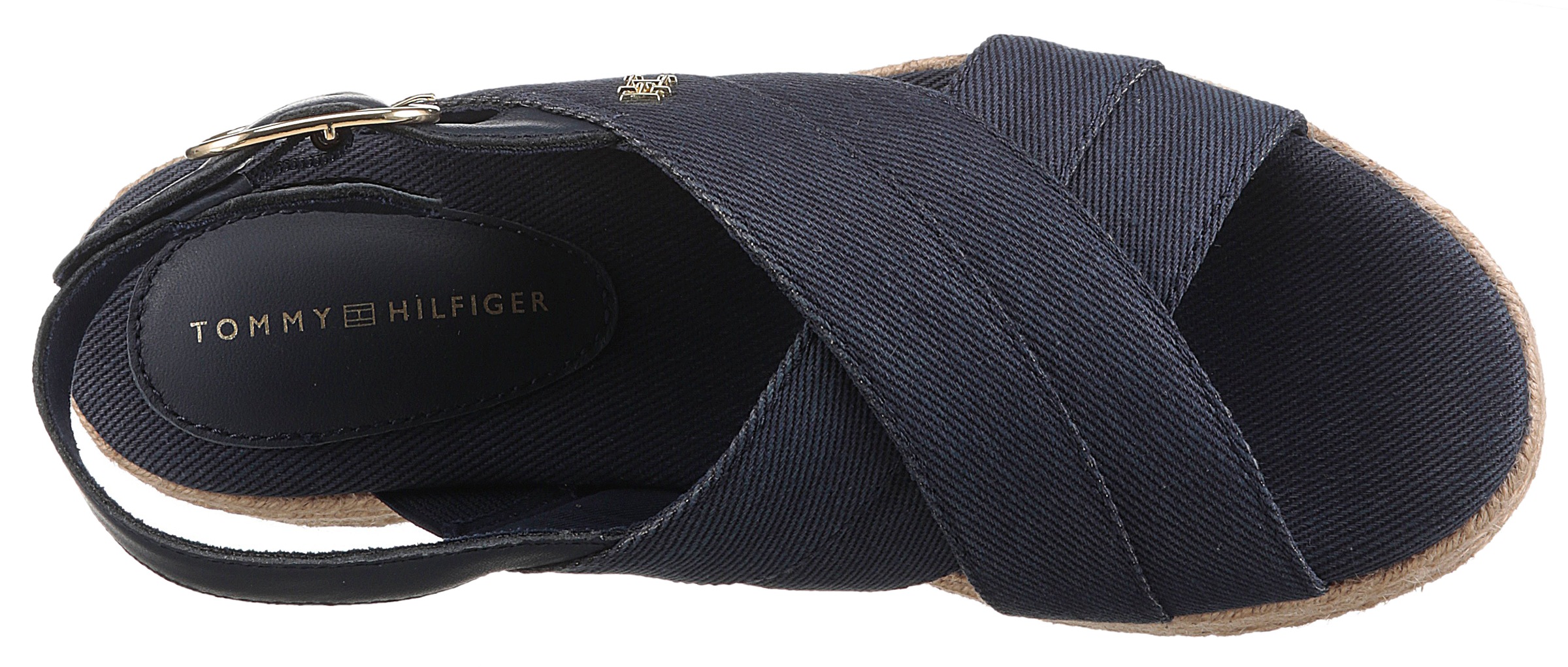 Tommy Hilfiger Keilsandalette »DENIM ESPADRILLE PLATFORM SANDAL«, Plateau, Riemchensandale, Sommerschuh mit verstellbarer Schnalle