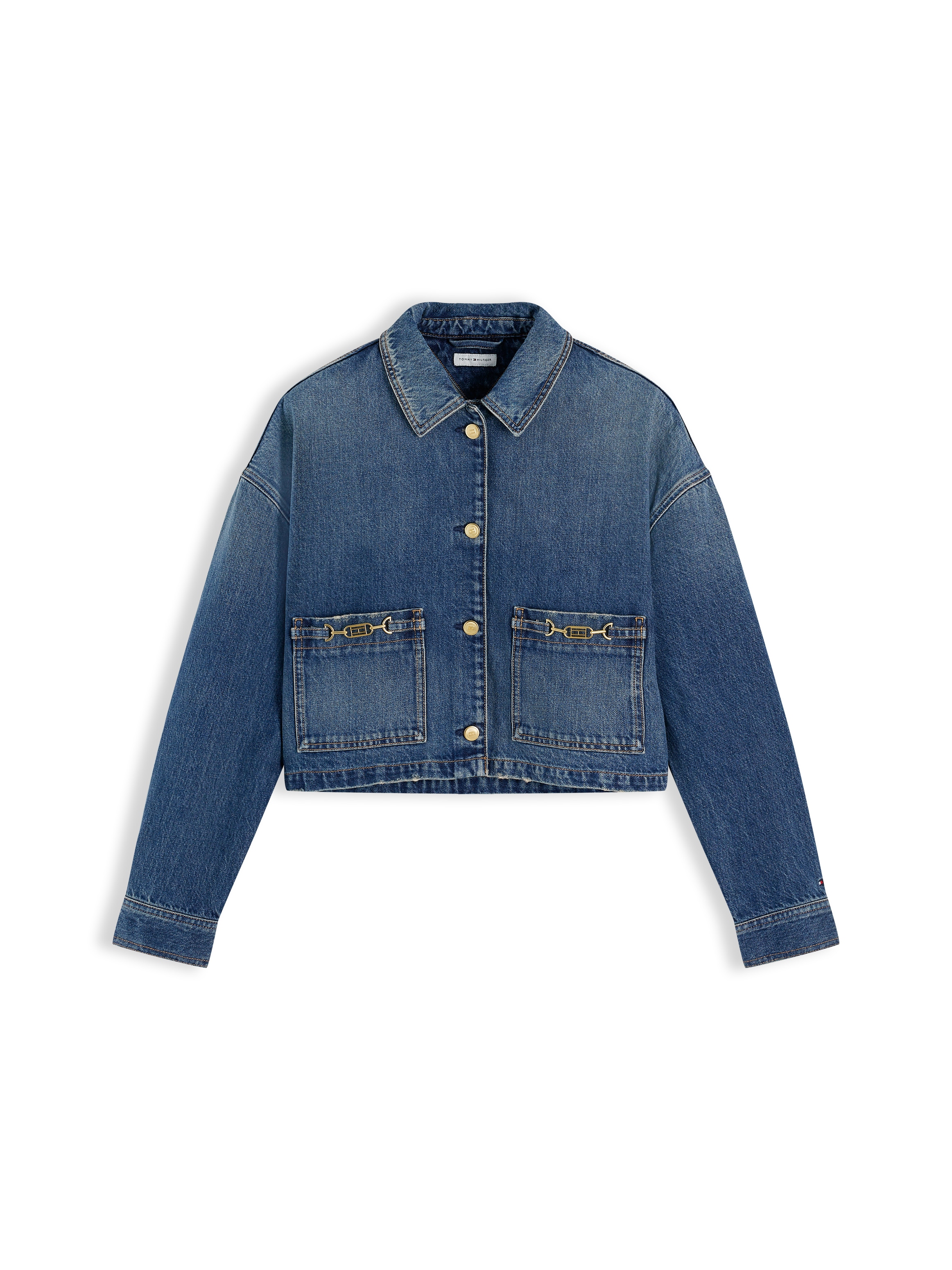 Tommy Hilfiger »CROPPED JACKET CAM MID« ohne Kapuze aus Baumwolle, verkürzte Form