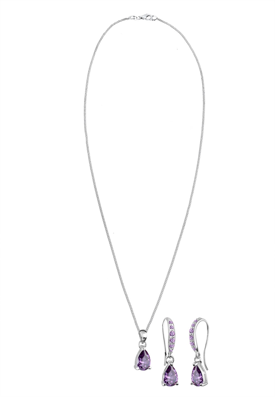 Elli Ohrring und Ketten Set »Schmuckset Ohrhänger Anhänger mit Zirkonia Tropfen aus 925 Sterling Silber«