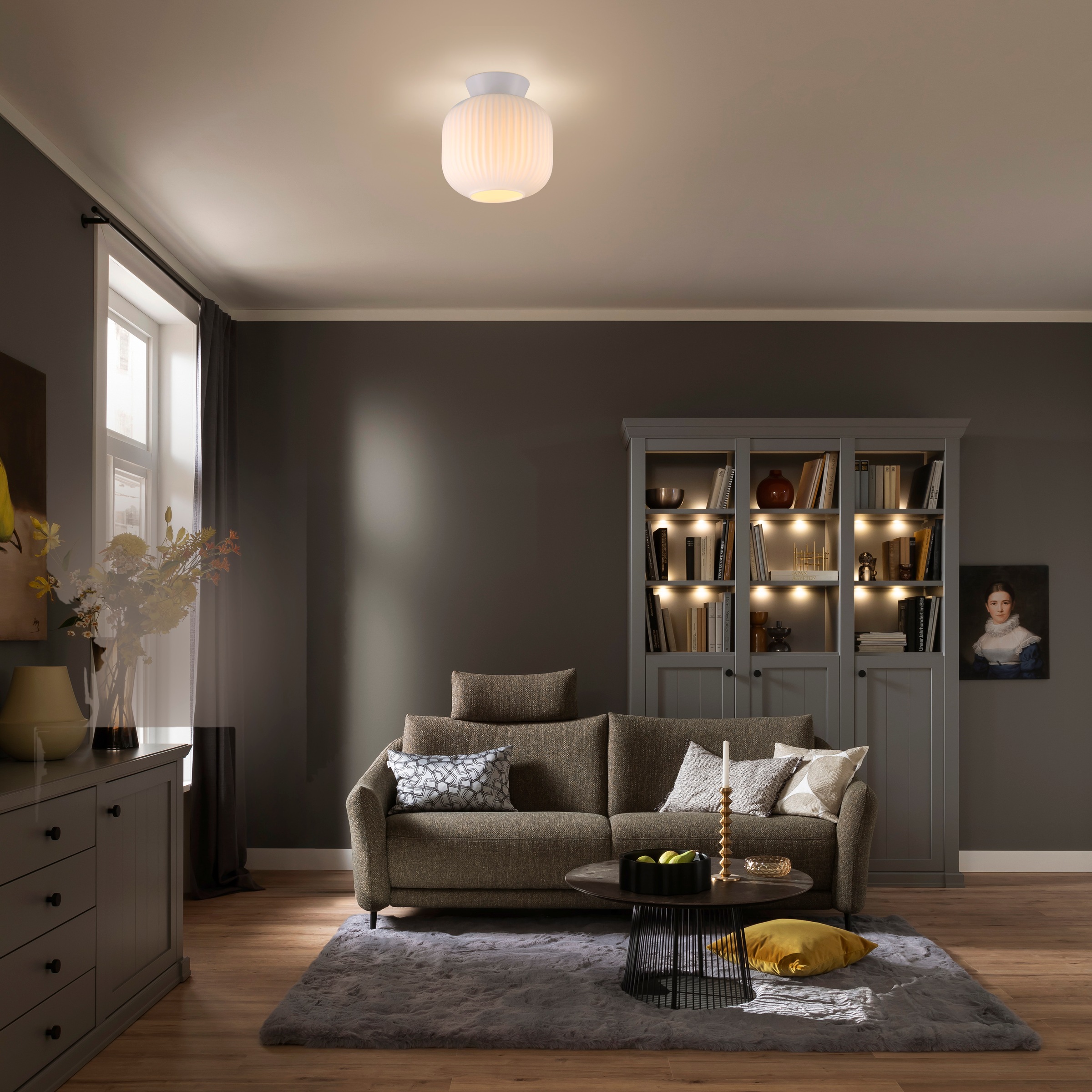 SCHÖNER WOHNEN-Kollektion LED Deckenleuchte »NAMI« E27 1 Stk. SCHÖNER WOHNEN Kollektion, geriffeltes Glas