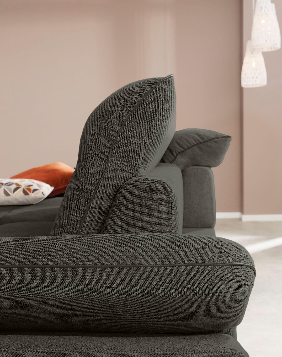 W.SCHILLIG Ecksofa »enjoy&MORE, mit tollem Sitzkomfort, elegant und bequem, L-Form« mit Sitztiefenverstellung, Füße silber matt, Breite 294 cm