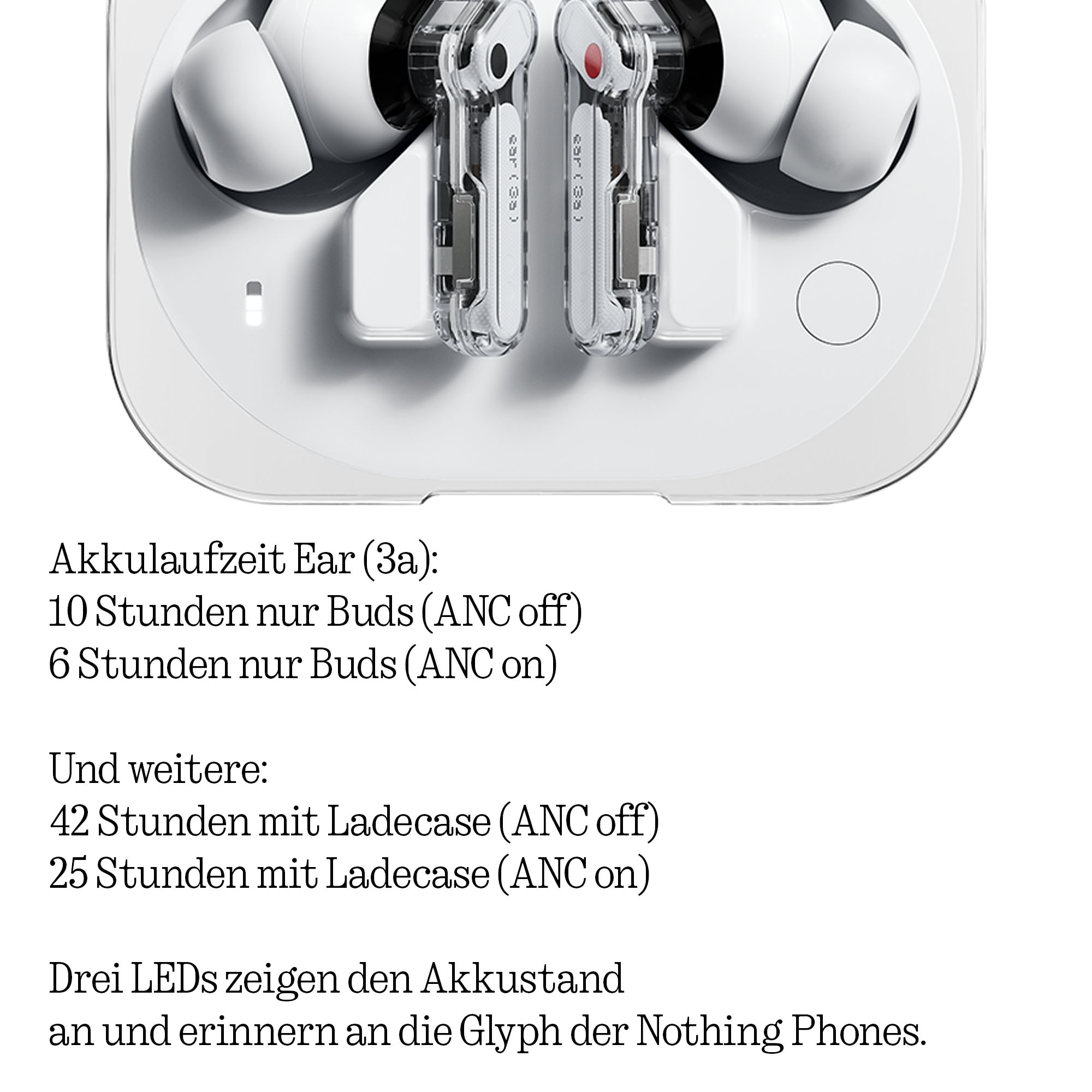 NOTHING wireless In-Ear-Kopfhörer »Ear (3a)« Bluetooth Active Noise Cancelling (ANC)