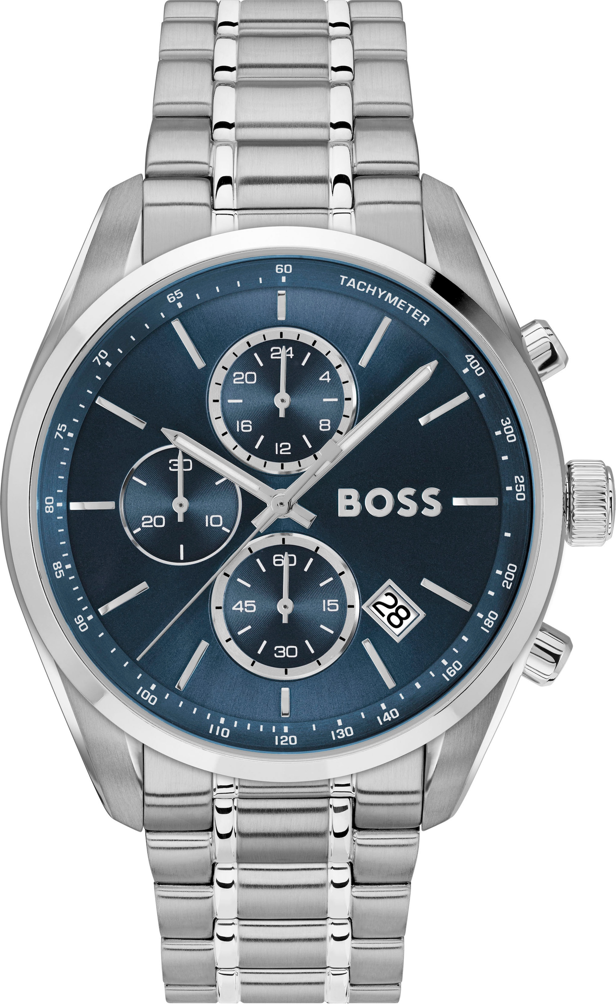 BOSS Chronograph »GRAND PRIX 44« Quarzuhr, Armbanduhr, Herrenuhr, Edelstahlarmband, analog, Tag