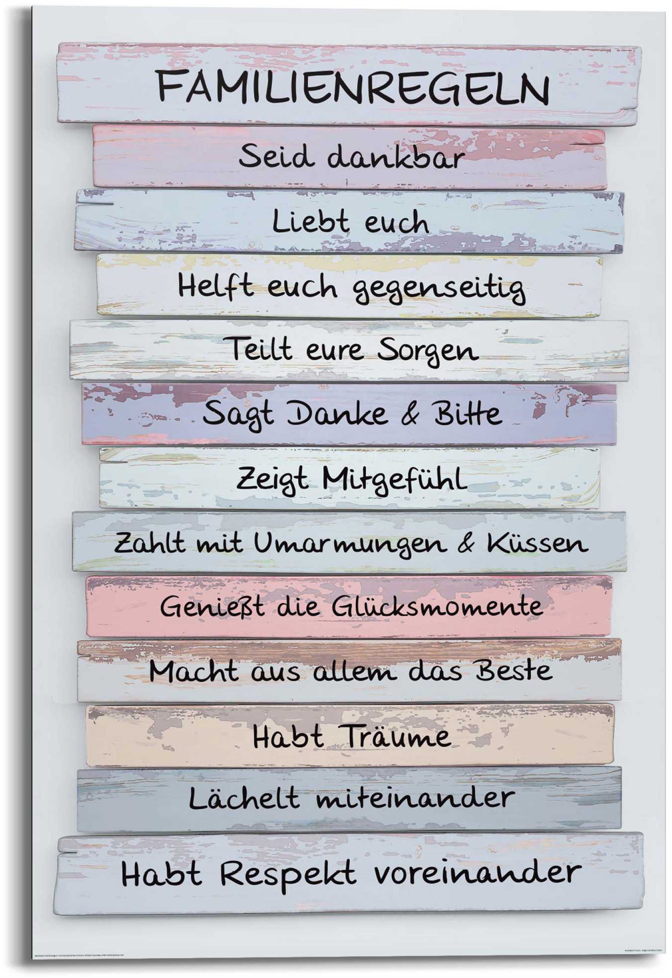 Reinders! Holzbild »Deco Panel 60x90 Familien Regeln«