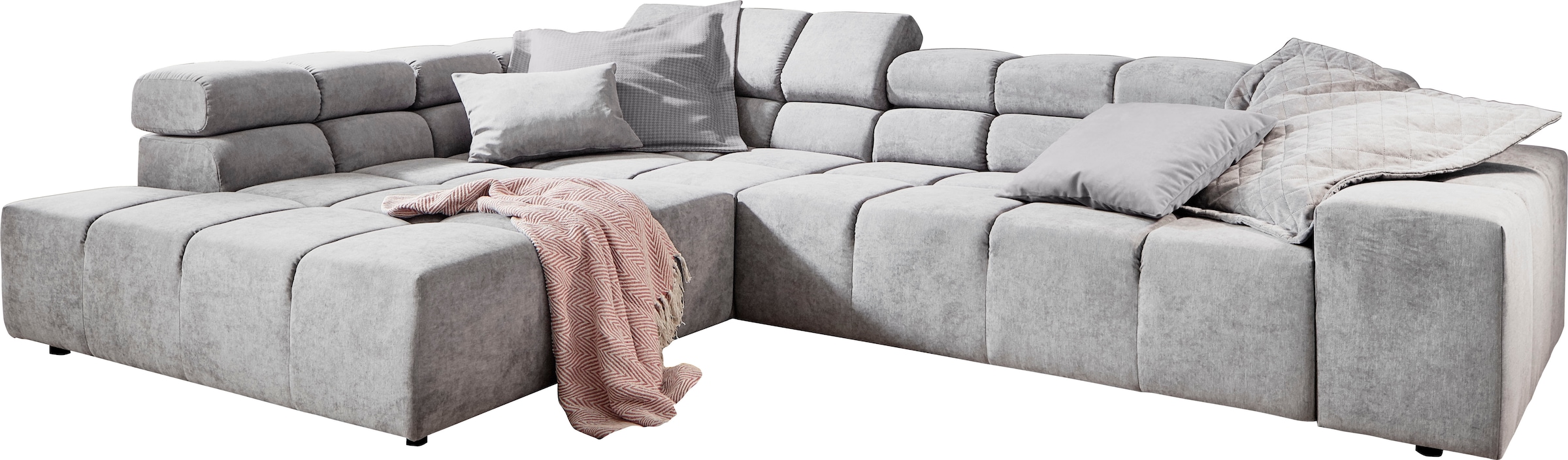 INOSIGN Ecksofa »Ancona incl. Kopfteilverstellung, Breite 319cm, L-Form«, wahlweise motorische Sitztiefenverstellung, auch in Cord + Easy Care