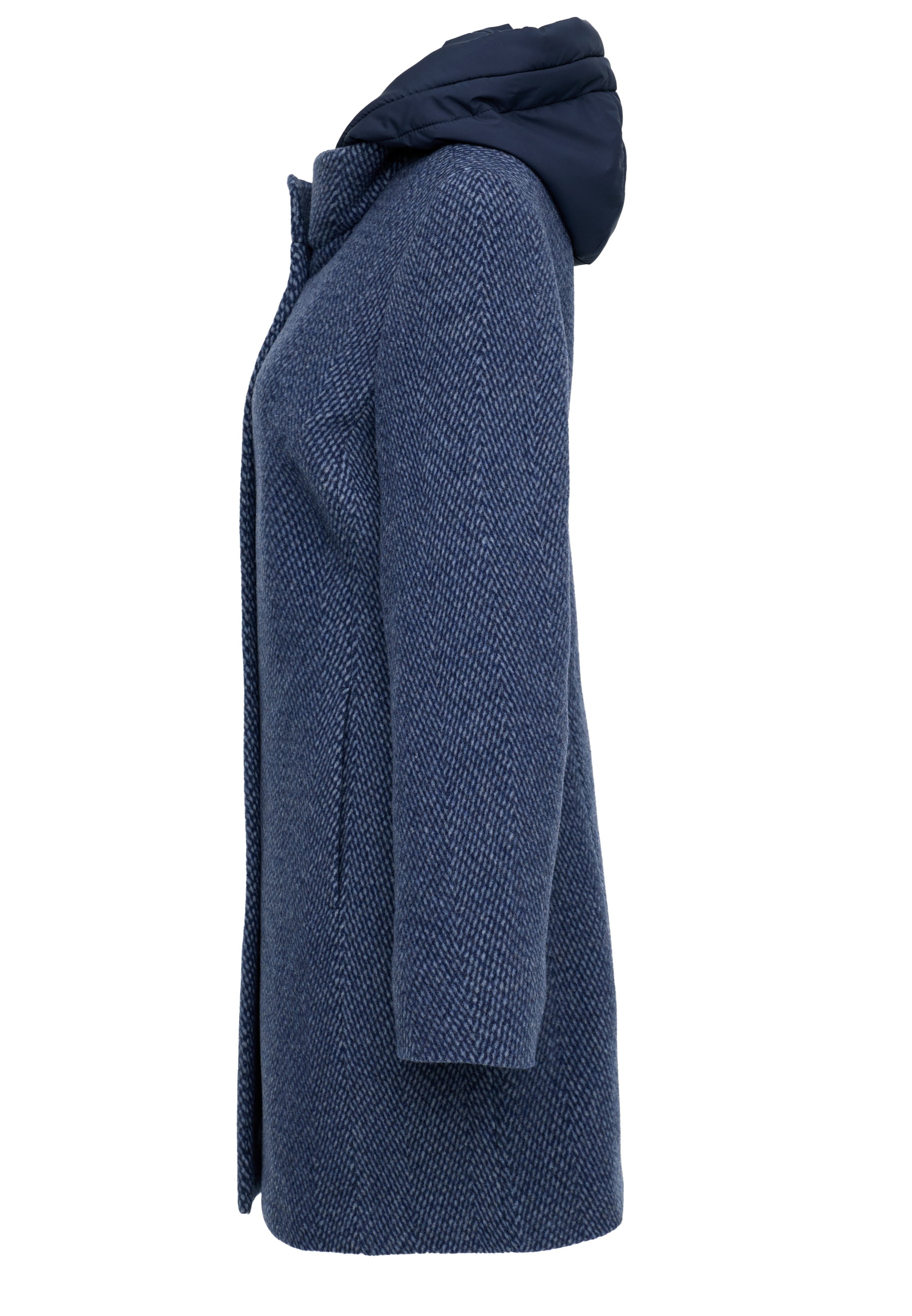 MANISA Wolljacke, mit Kapuze, mit Stehkragen und Kapuze, in Tweed-Optik