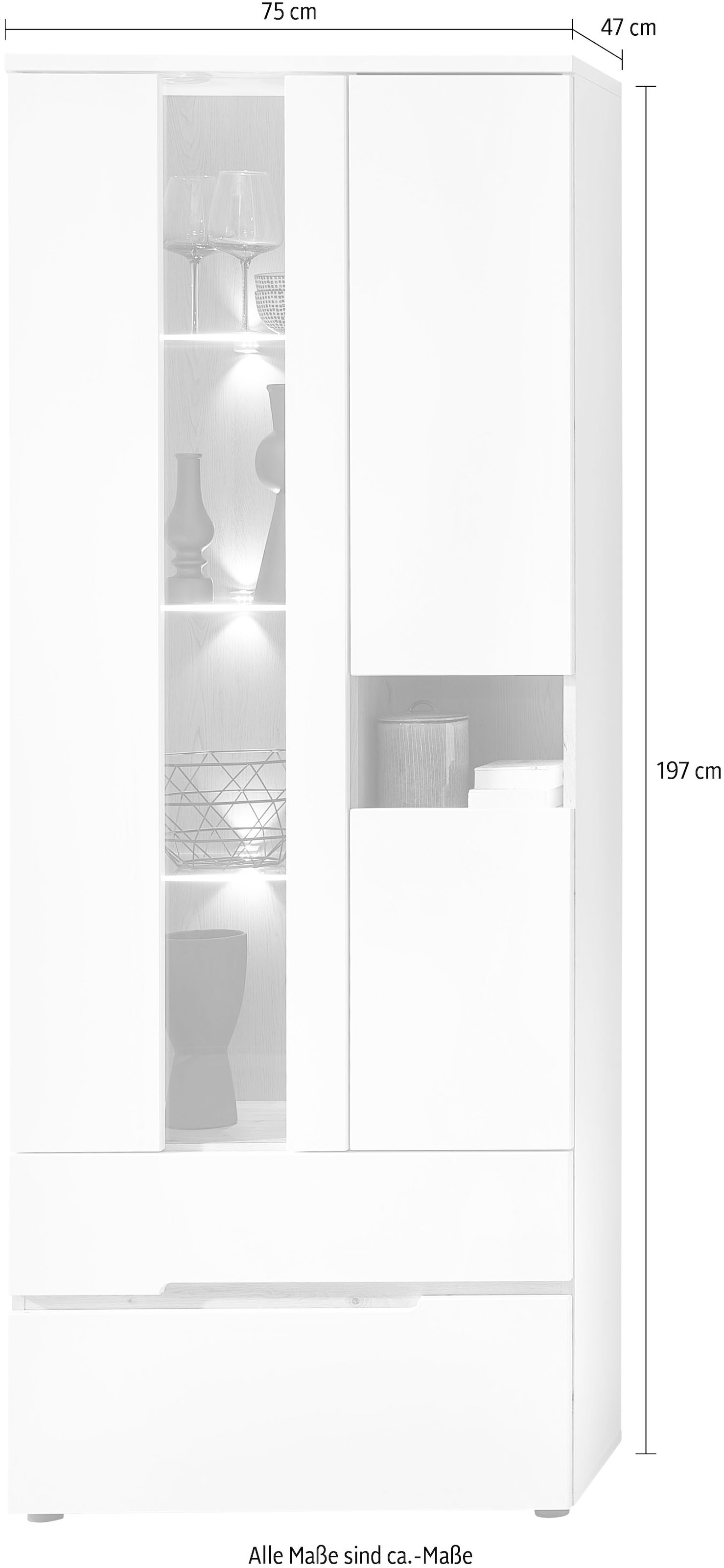 Innostyle Vitrine »Memphis Vitrine, 110x40x65cm (B/H/T)«, (1 St.)
