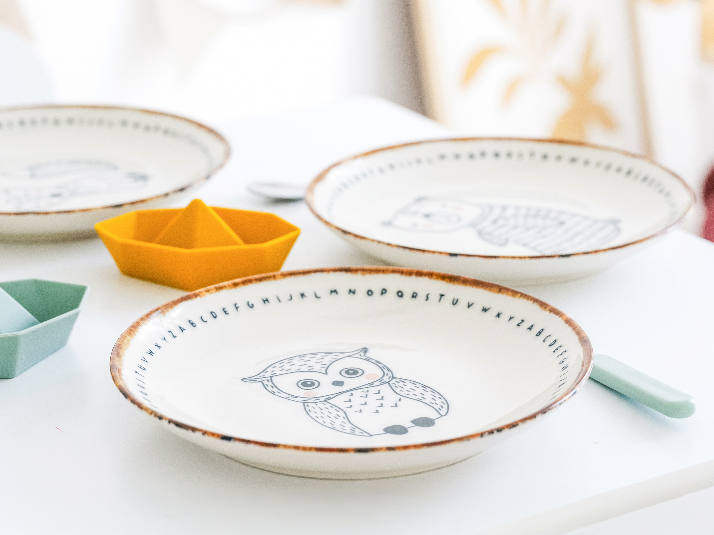 CreaTable Teller-Set »Freunde des Waldes, Teller 21 cm, 4-tlg.« Teller Set, Tierabbildungen, Nordische Ästhetik