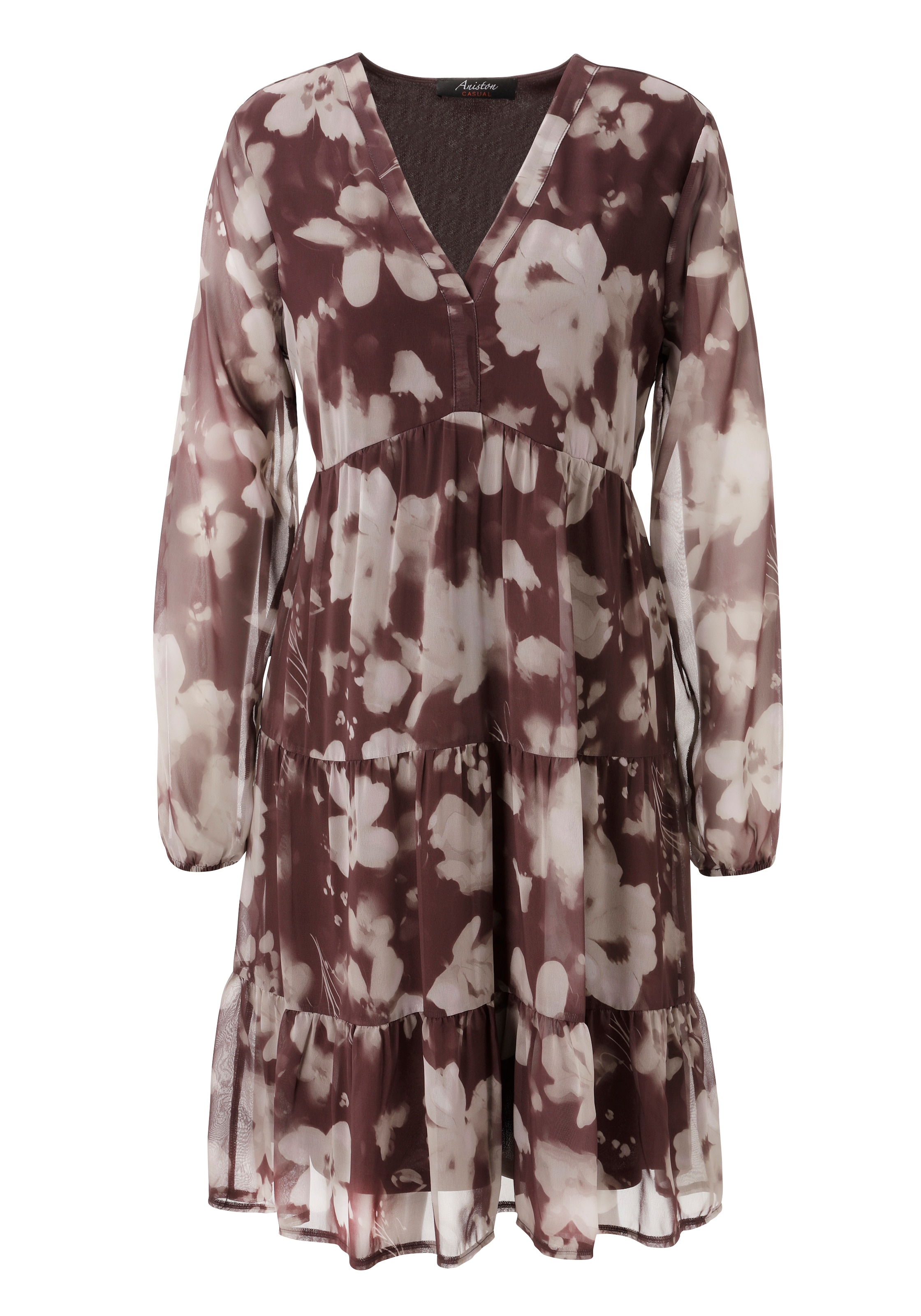 Aniston CASUAL Blusenkleid mit grafischen Batik-Blumen bedruckt - NEUE KOLLEKTION