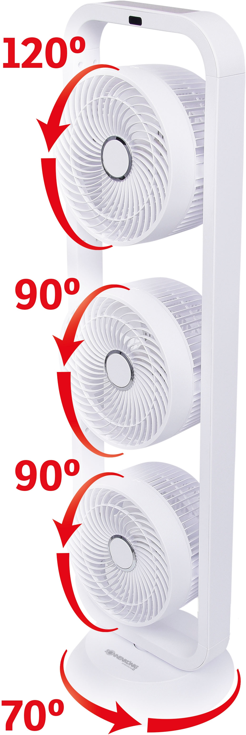 Sonnenkönig Standventilator »Vind 3 weiss, Leistung 105W, Fernbedienung, 7h Timer, Touch-Funktion,«, 3 Geschwindigkeitsmodi. Oszillation horizontal und vertikal