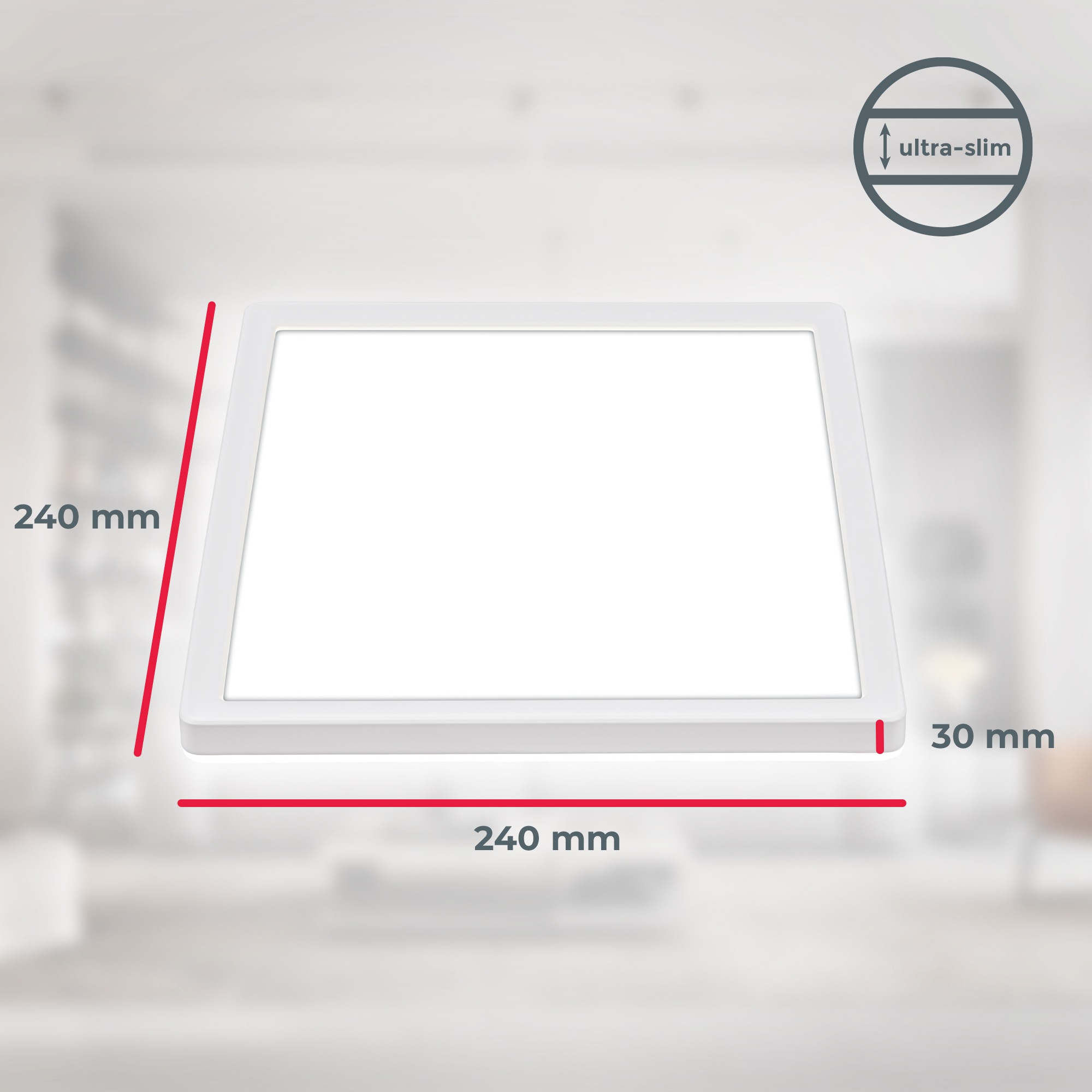 B.K.Licht LED Deckenleuchte »BKL1599 Ultraflache Deckenlampe, LED Panel mit Backlight« LED-Modul 1 Stk. Neutralweiß 4.000K, 1.900 Lm, 16W, indirekte Hintergrundbeleuchtung, 24x24cm, Weiß