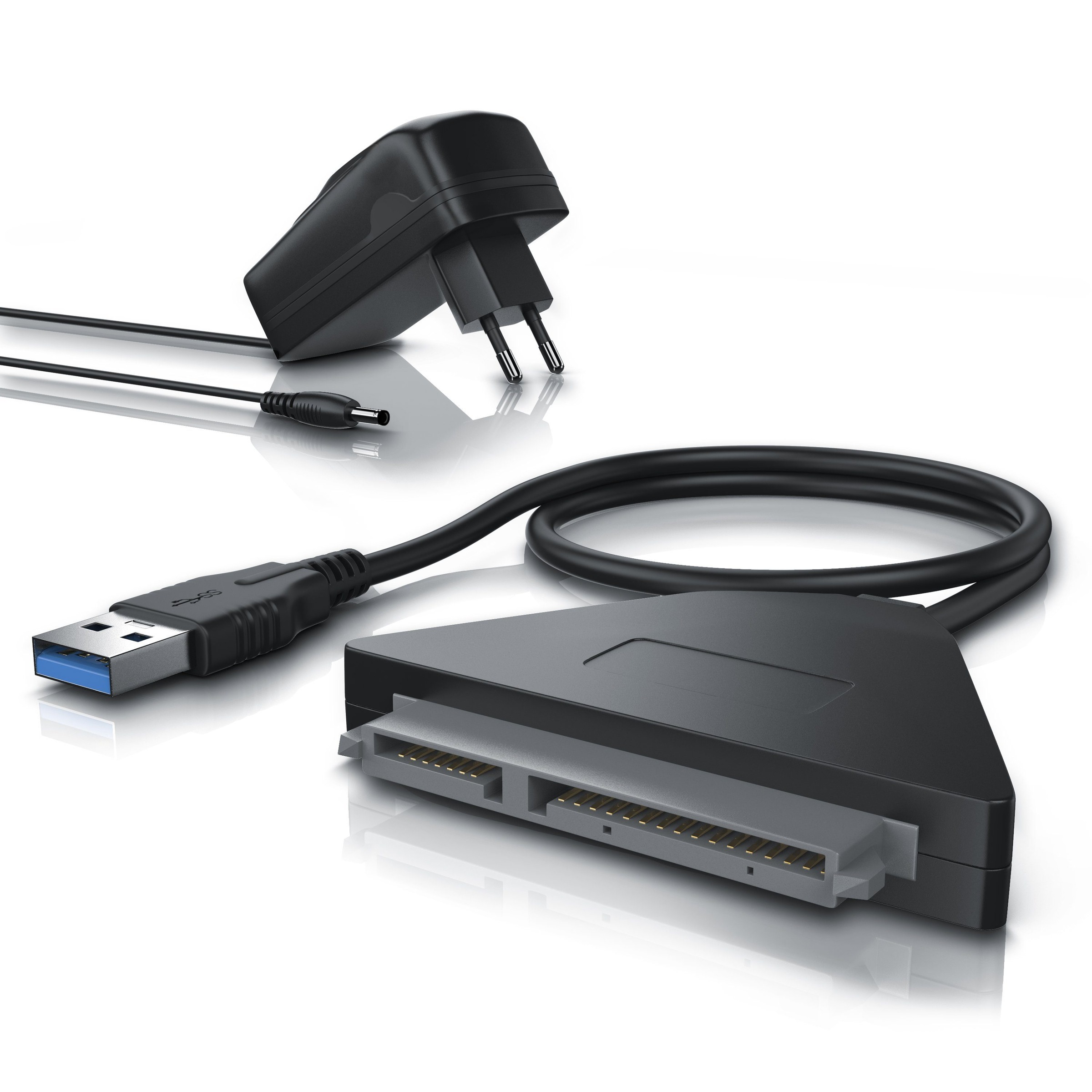 USB 3.0 zu SATA Adapter Kabel mit Netzteil »2,5" & 3,5" SATA...