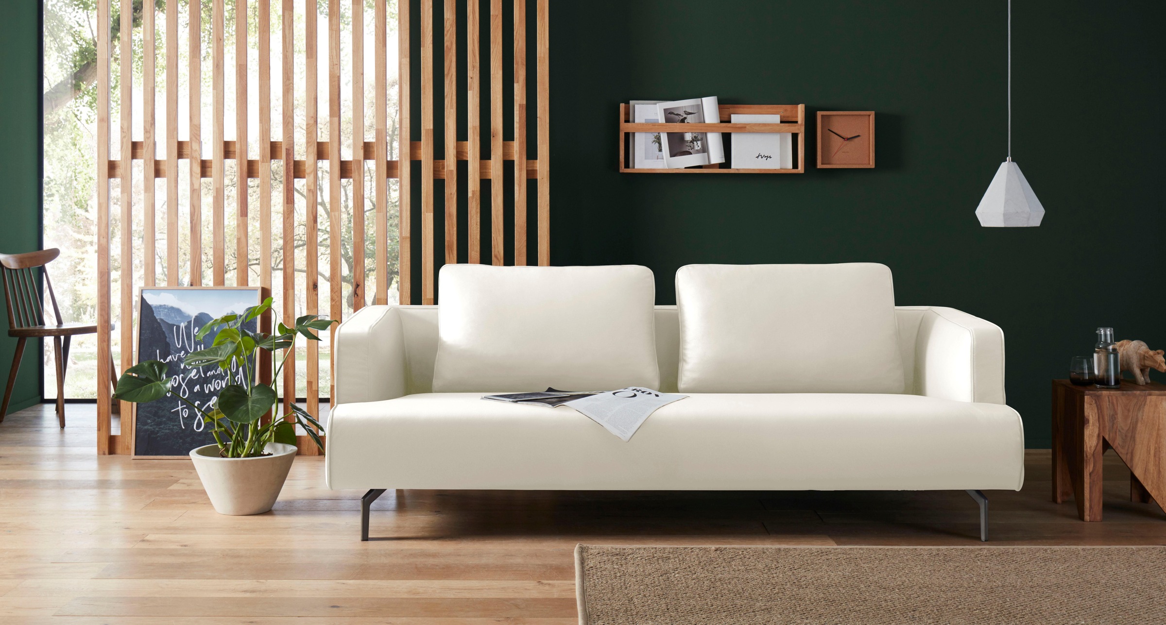 hülsta sofa 4-Sitzer »hs.440«, wahlweise in Stoff oder Leder, Gussfüße umbragrau