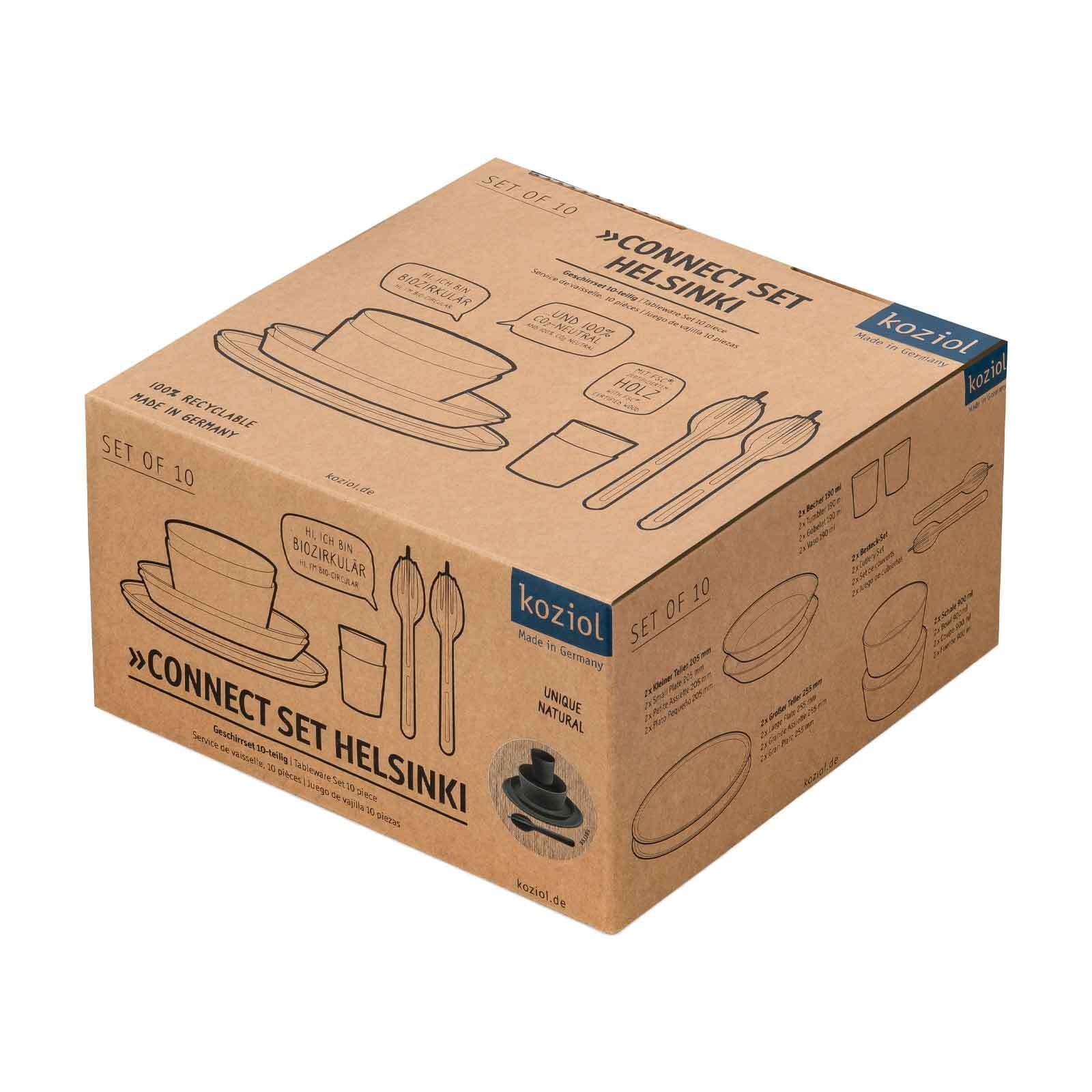 KOZIOL Geschirr-Set »Geschirrset Connect Set Helsinki 10er Set grau«