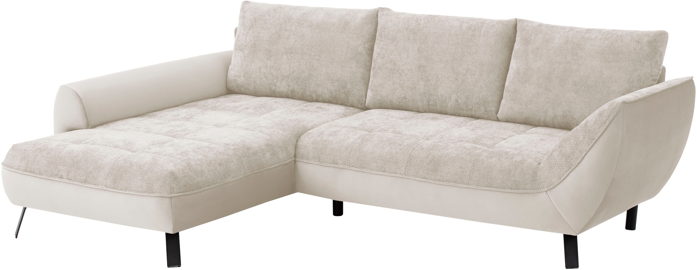 exxpo - sofa fashion Ecksofa »Bellinii, Materialmix, Strukturbezug und pflegeleichter Microvelours«, bequem und modern, Materialmix, L-Form