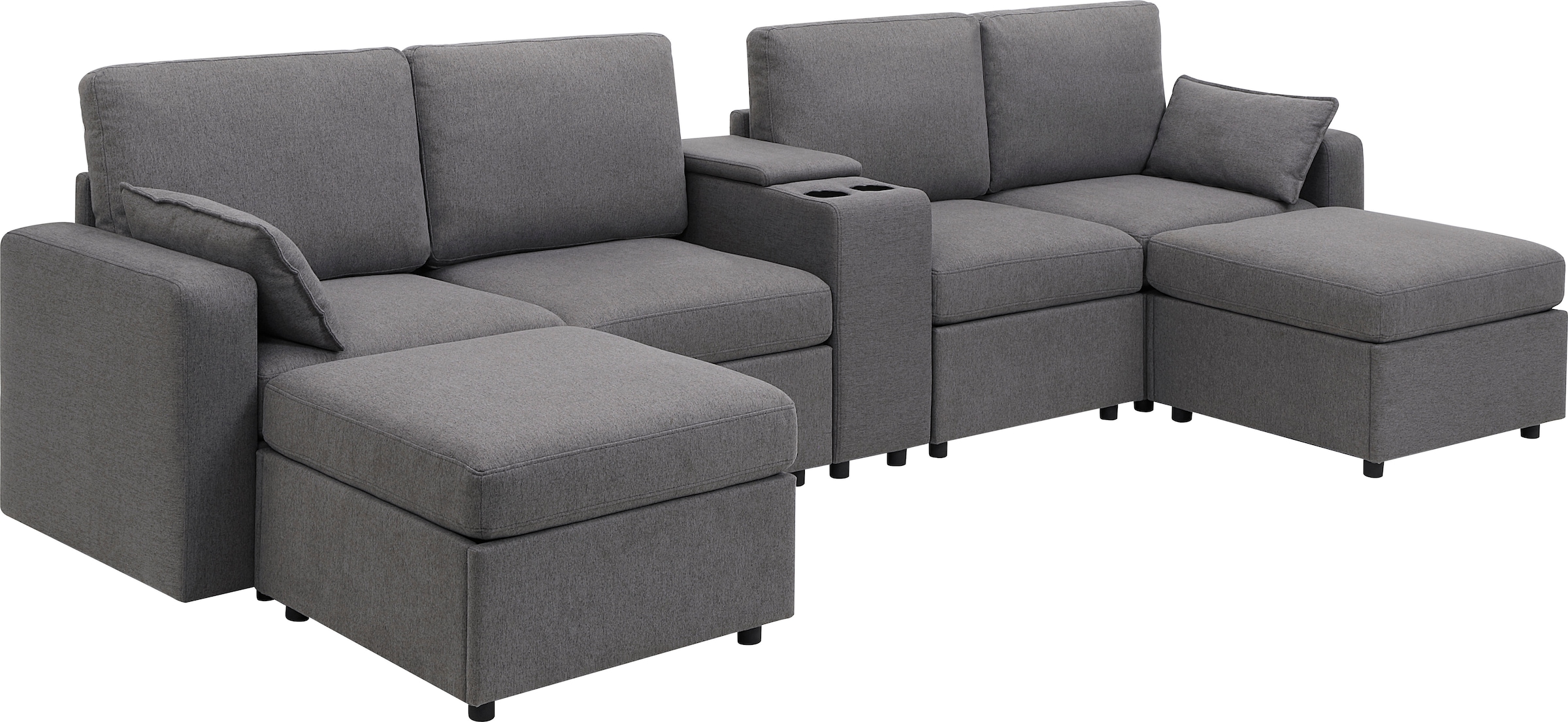 OTTO home Wohnlandschaft »Ulrik, U-Form, Breite: 315cm« mit Stauraum unter den Sitzen, inkl Stauraumkonsole mit Becherhaltern