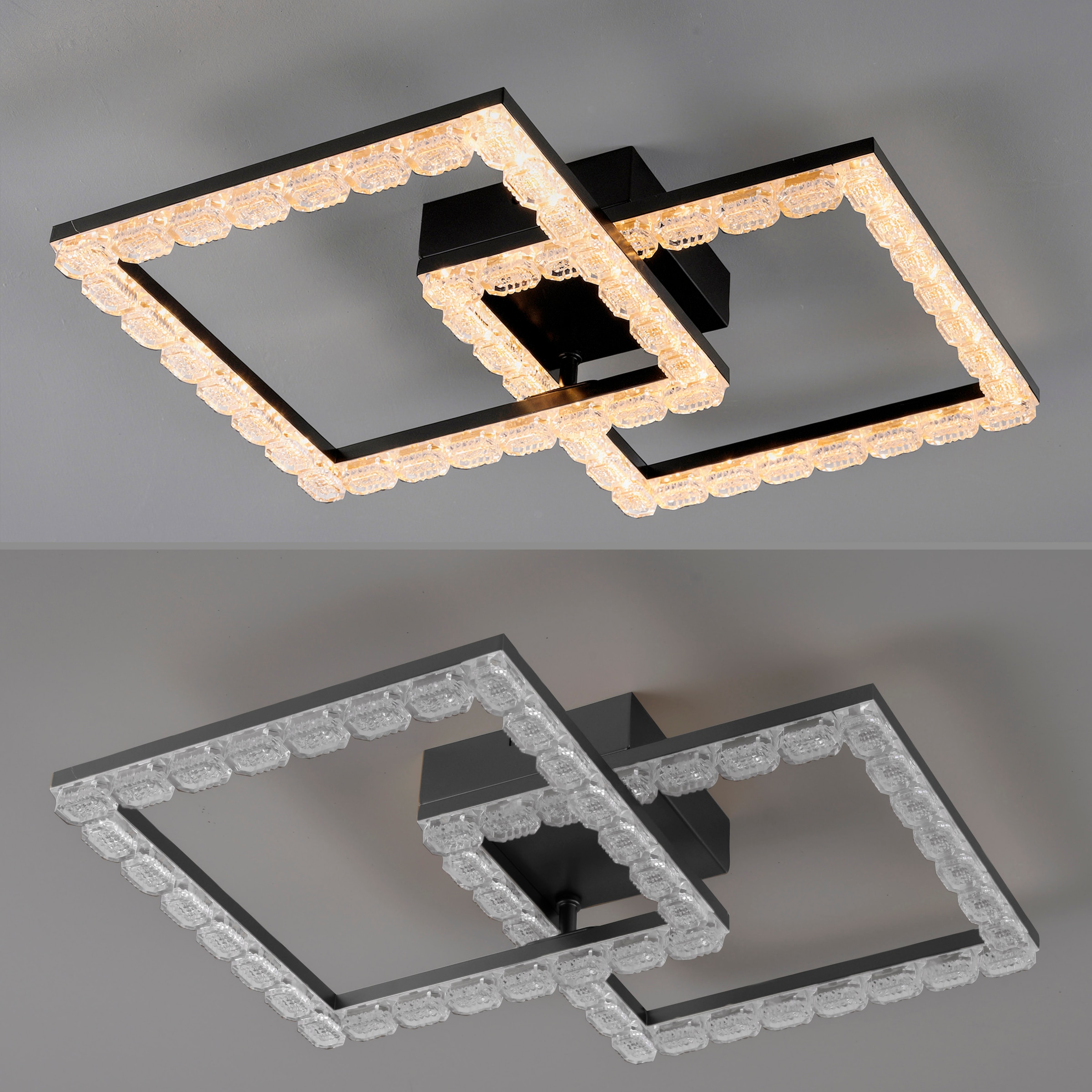JUST LIGHT LED Deckenleuchte »GLITRA« LED-Board 1 Stk. Warmweiß Rahmen drehbar, 3000K Leuchtmittel, Kristallabdeckung
