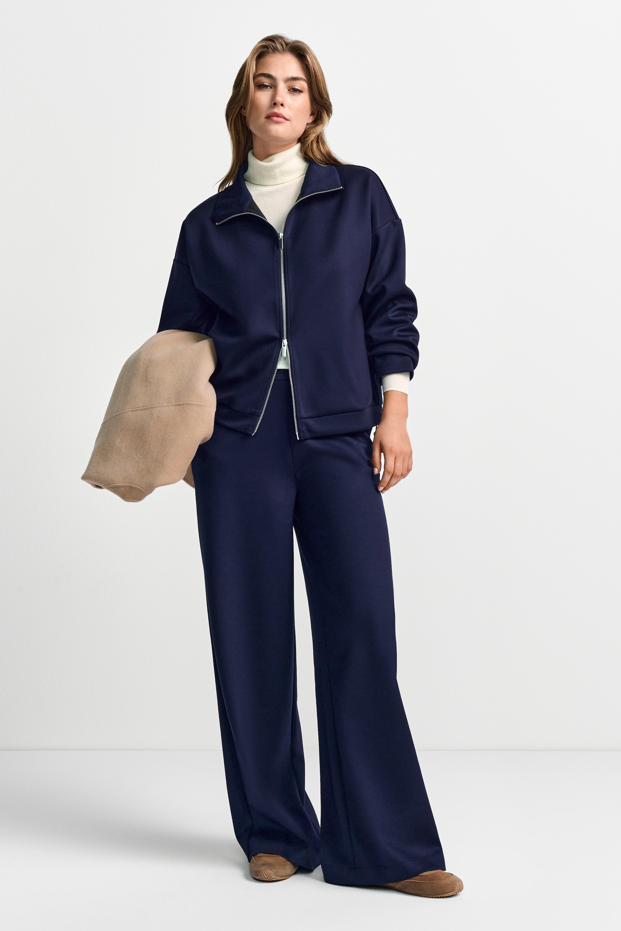 RICHROYAL Sweatjacke Tunnelzug-Saum, Stehkragen, regular fit