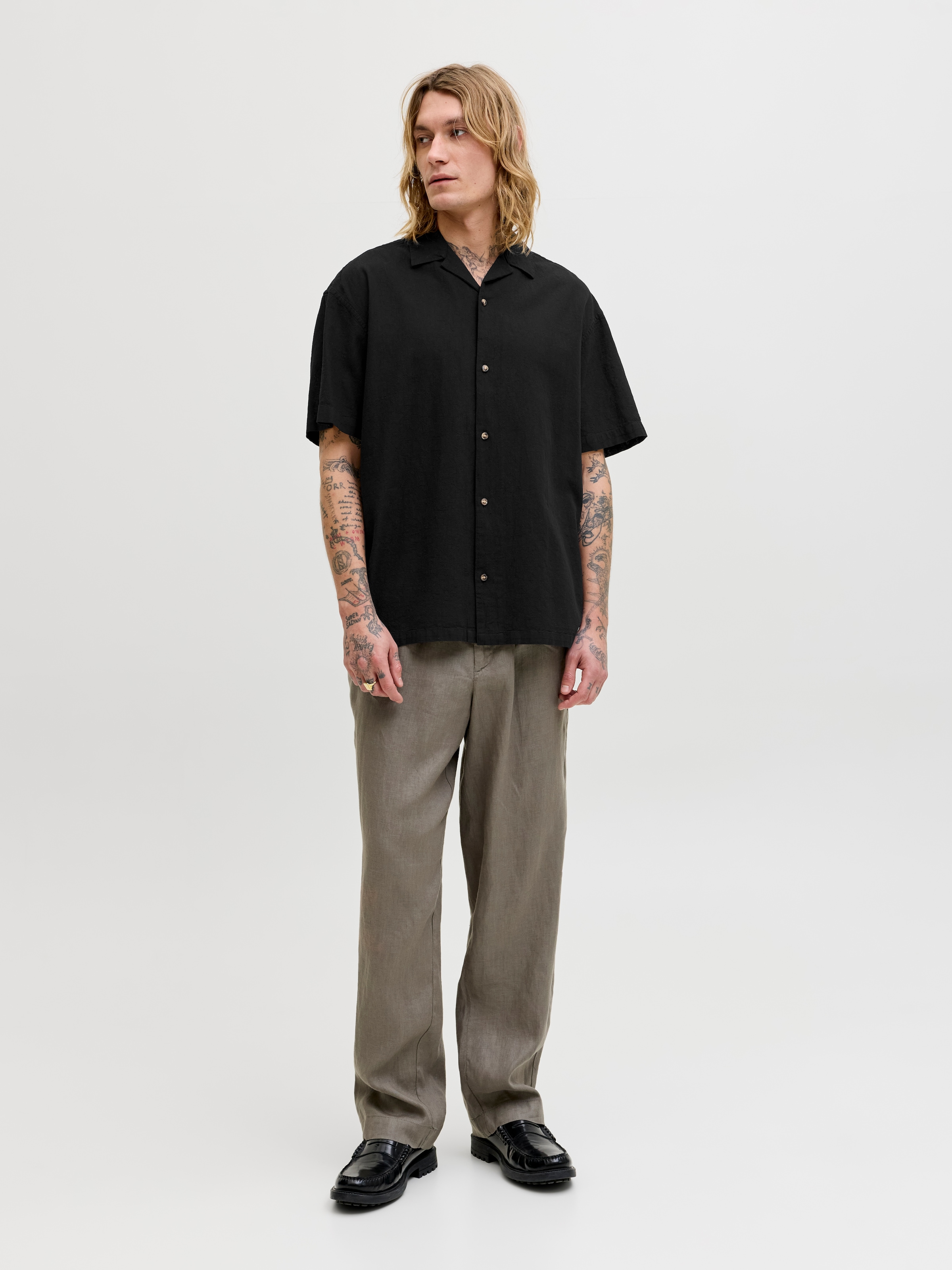 Jack & Jones Kurzarmhemd »JJESUMMER LINEN BLEND RESORT SHIRT SS SN« Baumwollmischung, relaxed fit