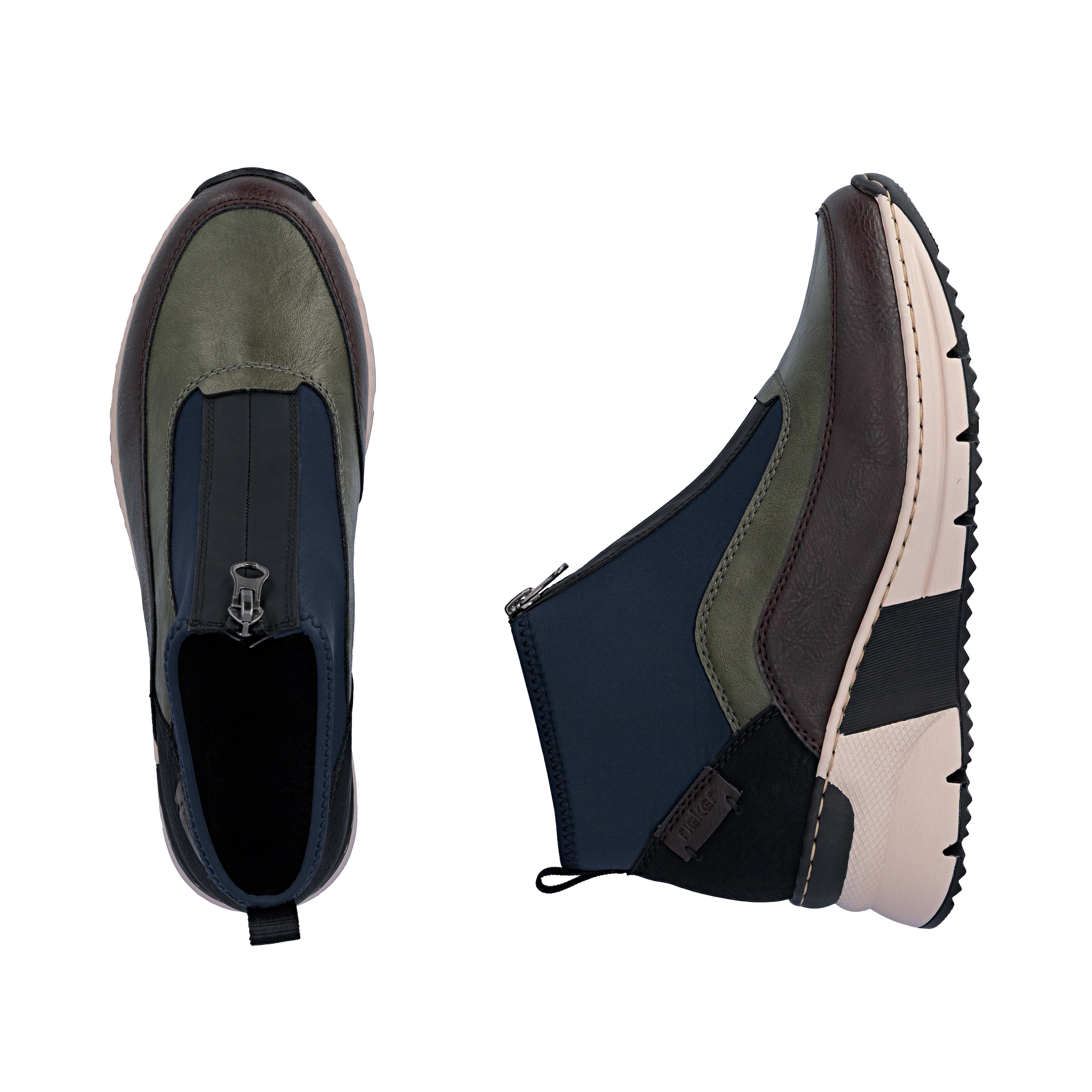 Rieker Schlupfboots  Stiefelette, High Top Sneaker mit Reißverschluss auf der Vorderseite