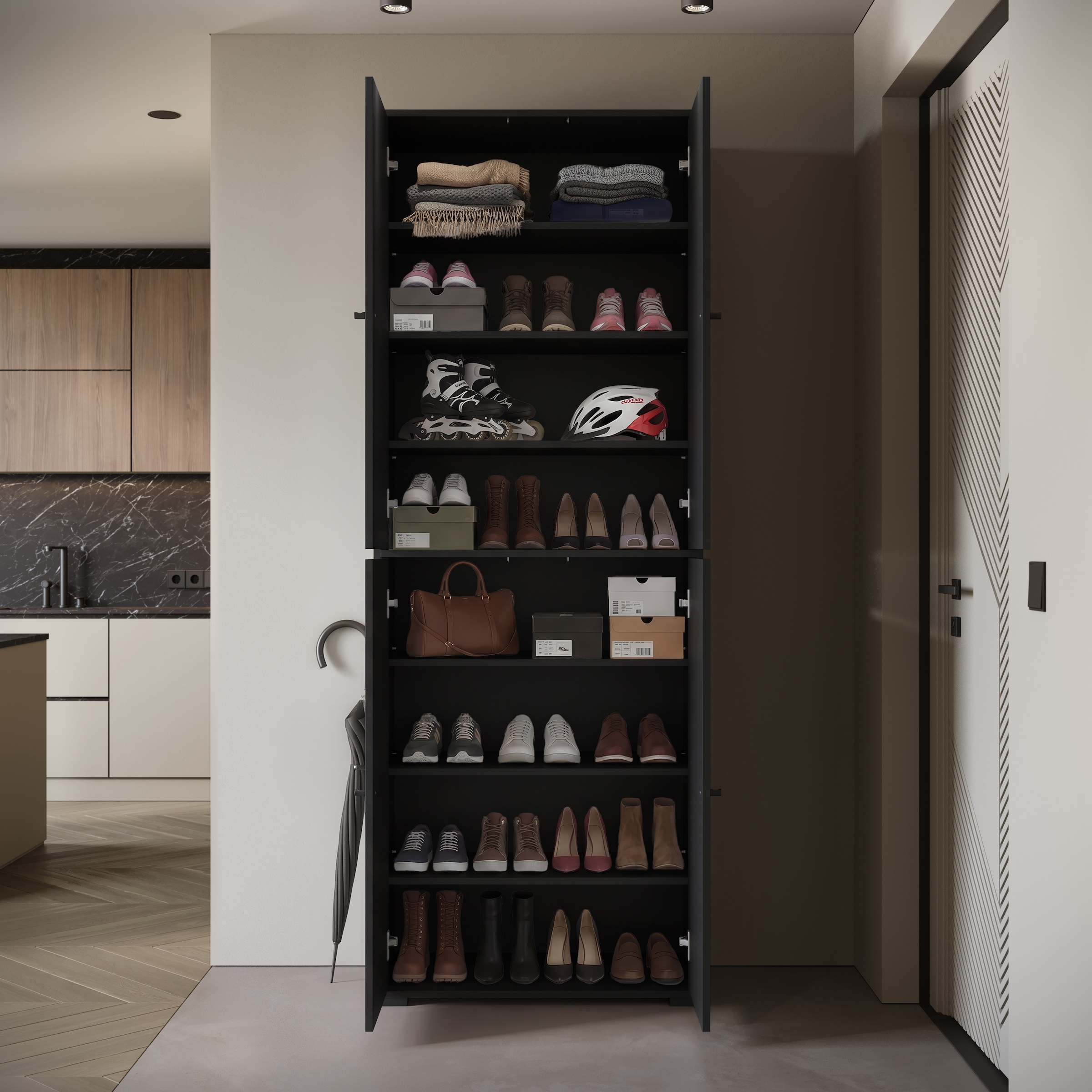 Home affaire Schuhschrank »Schuhkommode Dino« Flurschrank mit verstellbaren Einlegeböden, BxHxT: 70 × 190 × 33 cm