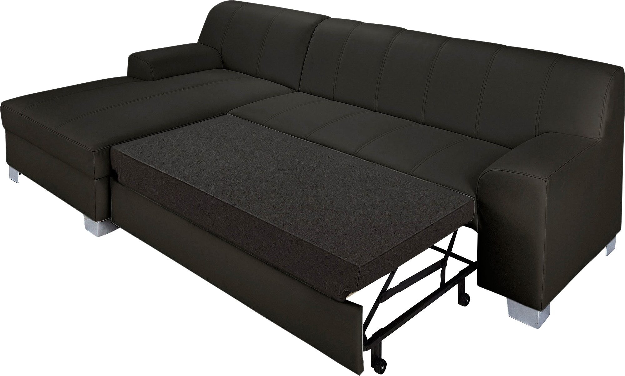 DOMO collection Ecksofa »Turah incl. Zierkissen, moderne Steppung, auch in Leder«, wahlweise mit Bettfunktion, Schlafsofa, B/T/H: 239/152/75 cm, L-Form