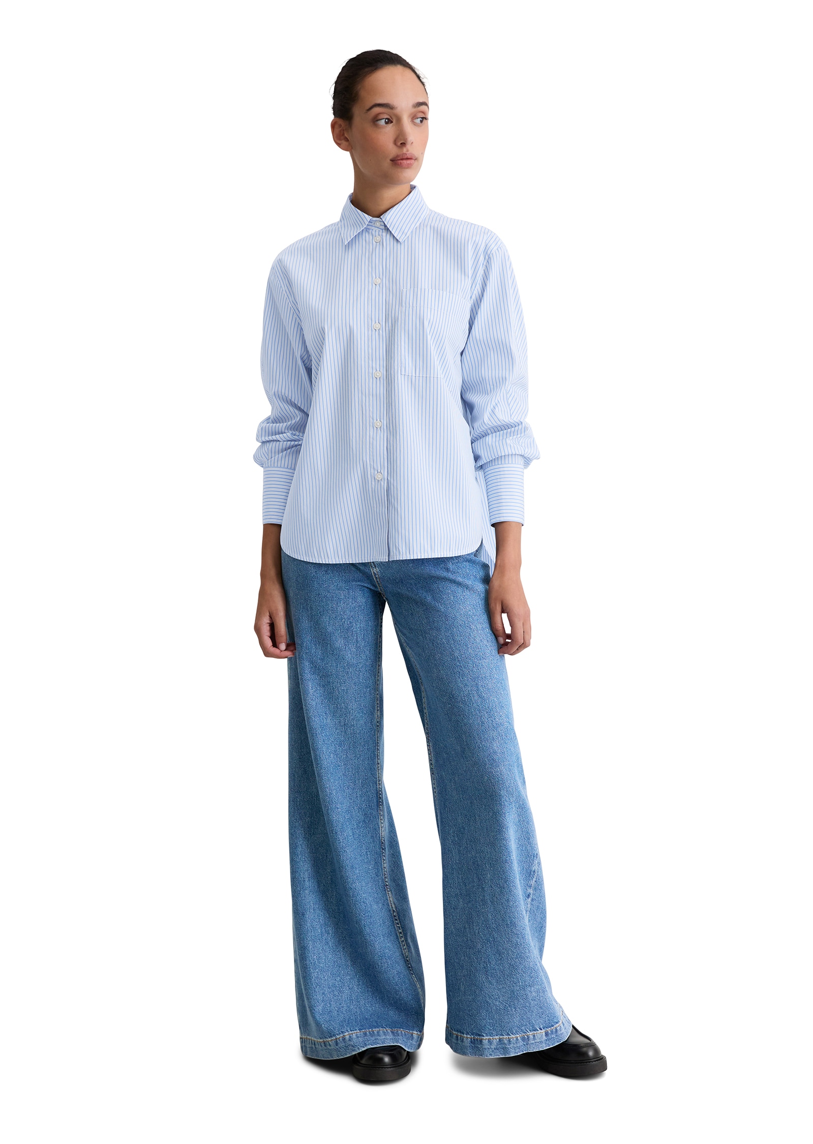 Marc O'Polo Langarmbluse gestreift, Kentkragen, oversized,