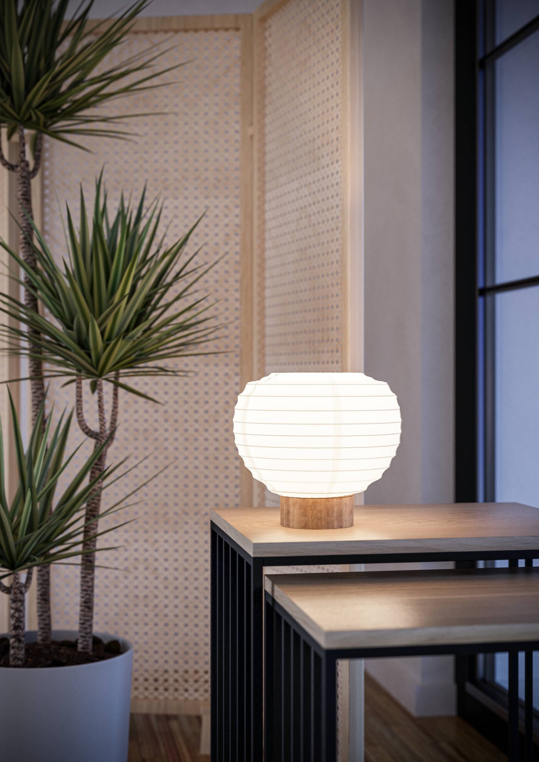 EGLO Tischleuchte »Summerhill Nachttischlampe, 1fach, Japan-Stil, Holz, Papier, Weiß, E27« E27 1 Stk. Tischleuchte - H20 x Ø22,5 cm - braun - 1X40W exkl.