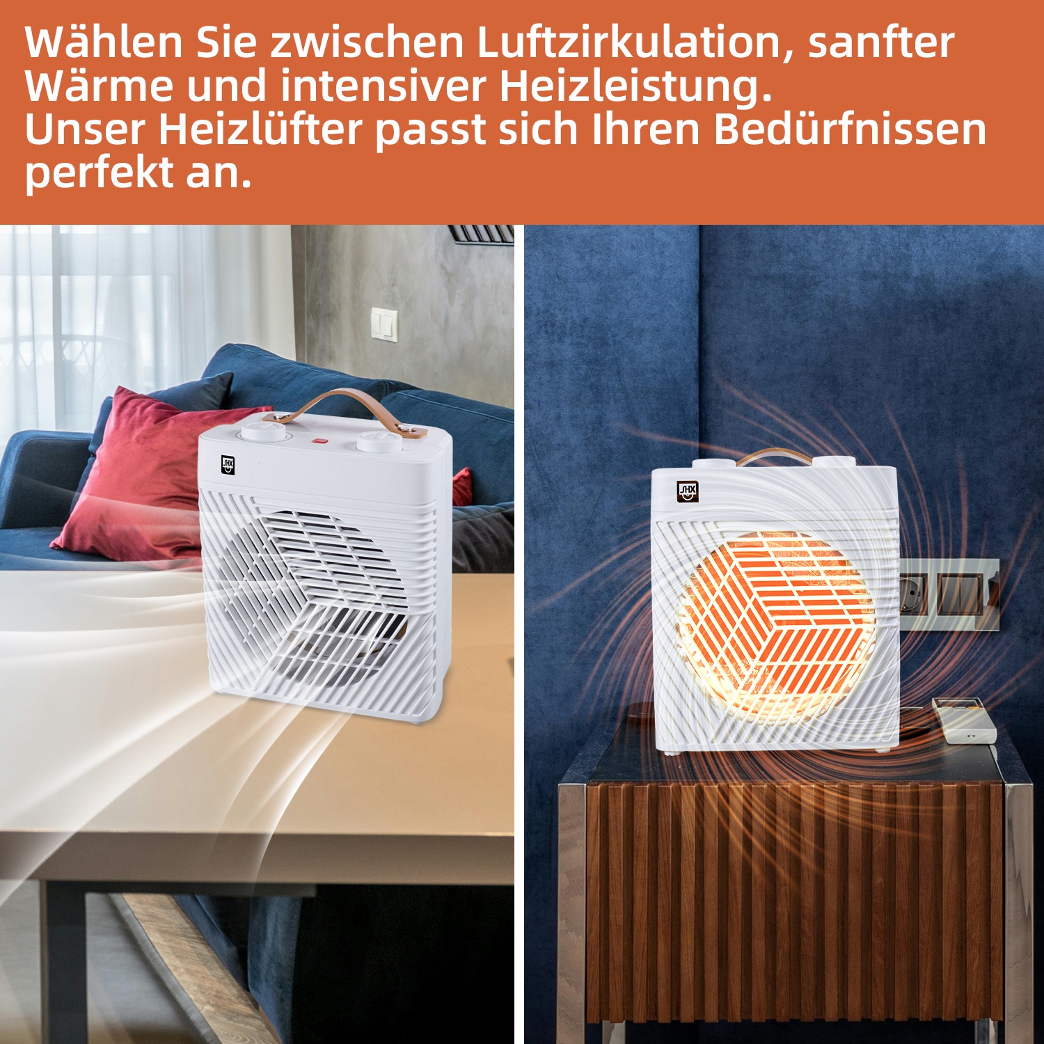 SHX Heizlüfter, 2000 W, Ledergriff, einfache Bedienung
