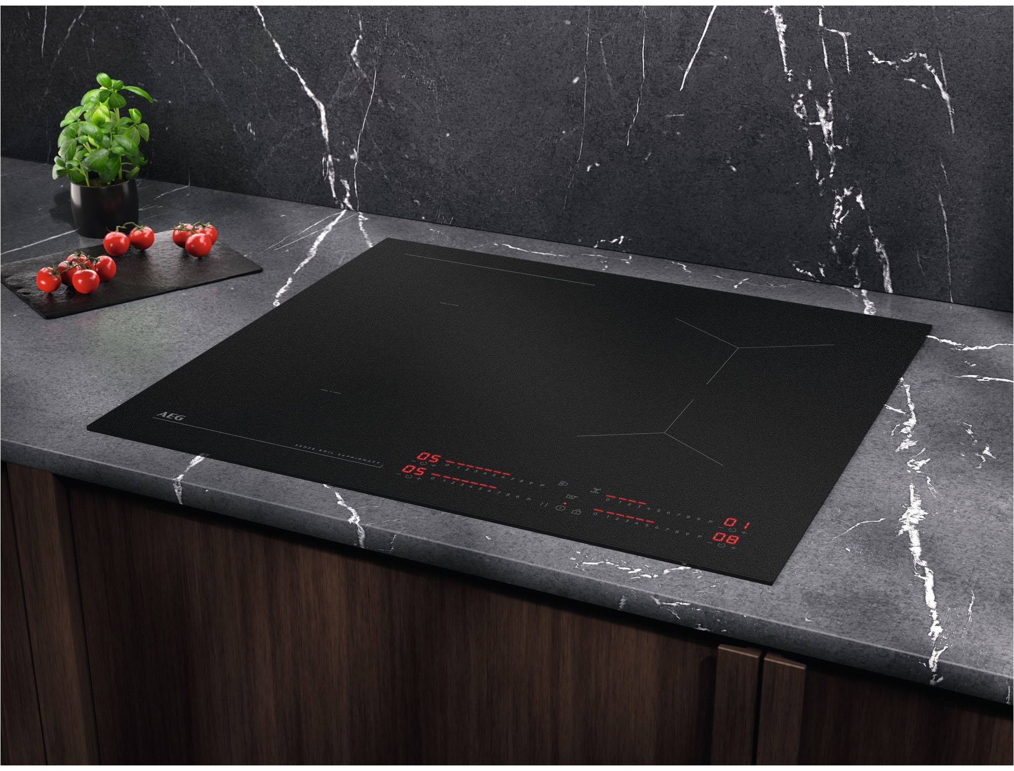 AEG Backofen-Set »HH24BSISML«, mit 1-fach-Teleskopauszug, Aqua Clean, SaphirMatt®-Induktionskochfeld-Kratzresistente Oberfläche, Pizzastufe
