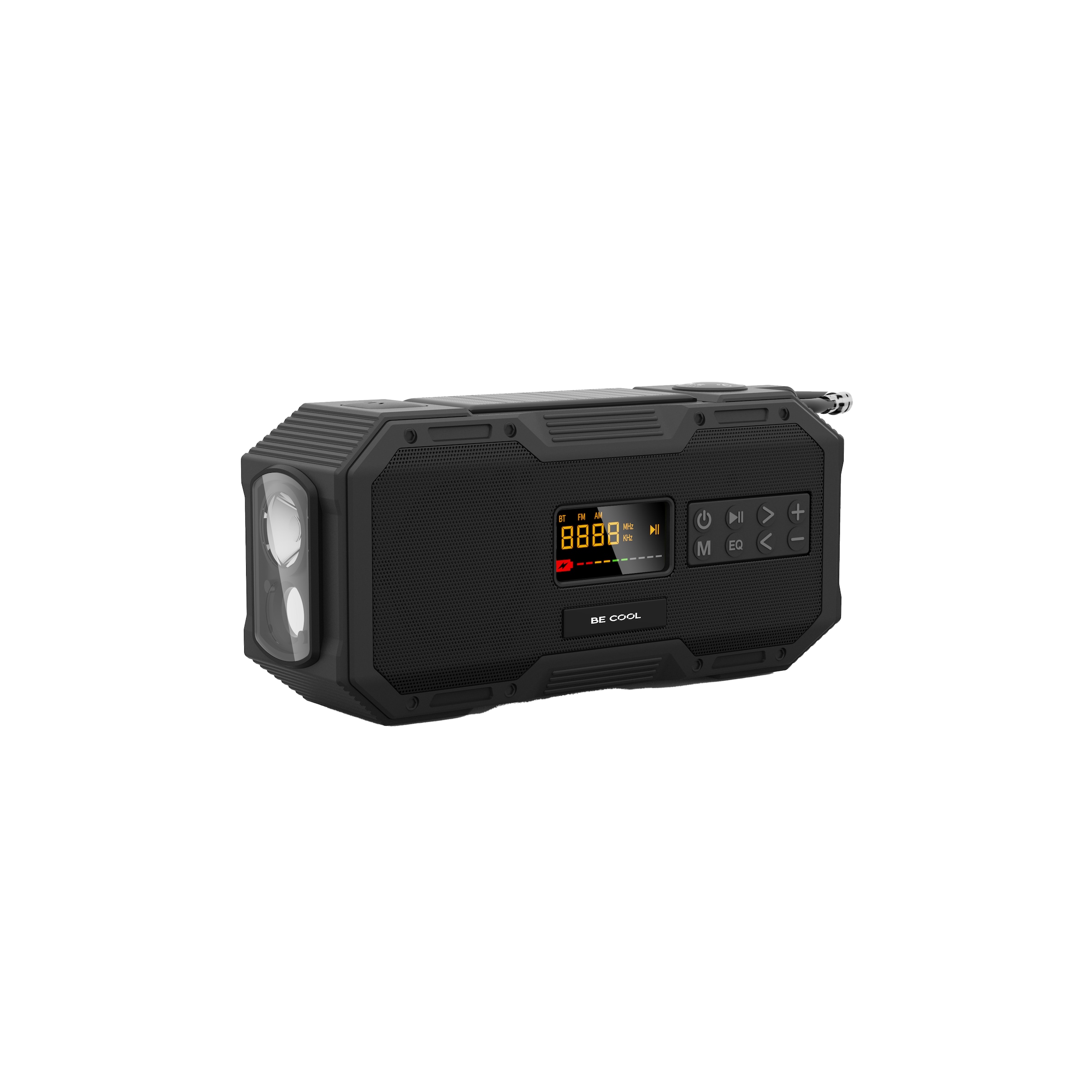 be cool Notfallradio »Outdoor Notfallradio KR587BT«, (Bluetooth AM-Tuner-FM-Tuner 7 W), aufladbar via Steckdose/Kurbel/Solar, Temperaturanzeige