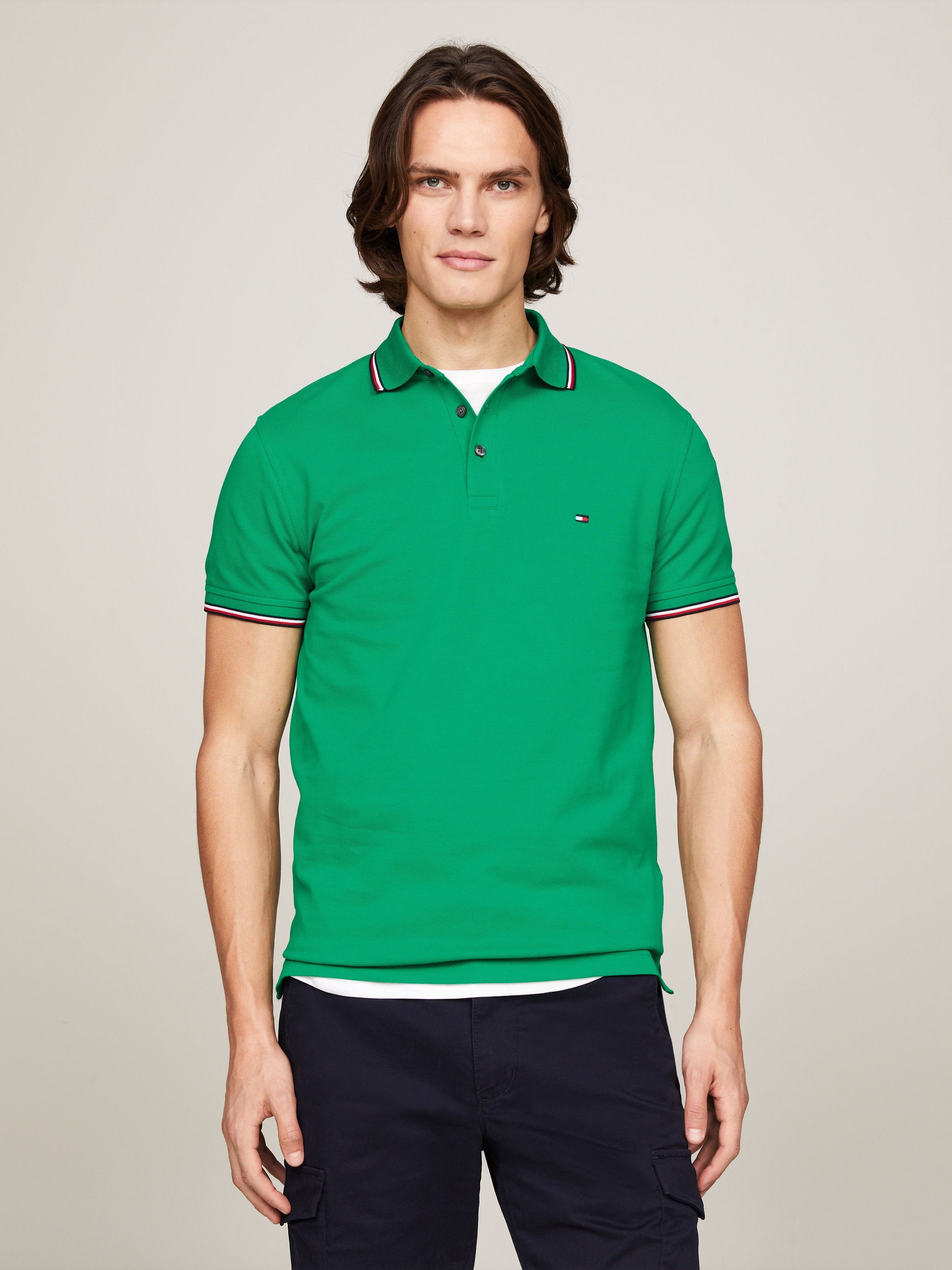 Tommy Hilfiger Poloshirt »1985 RWB TIPPED SLIM POLO«, mit TH-Farben an Ärmel und Kragen