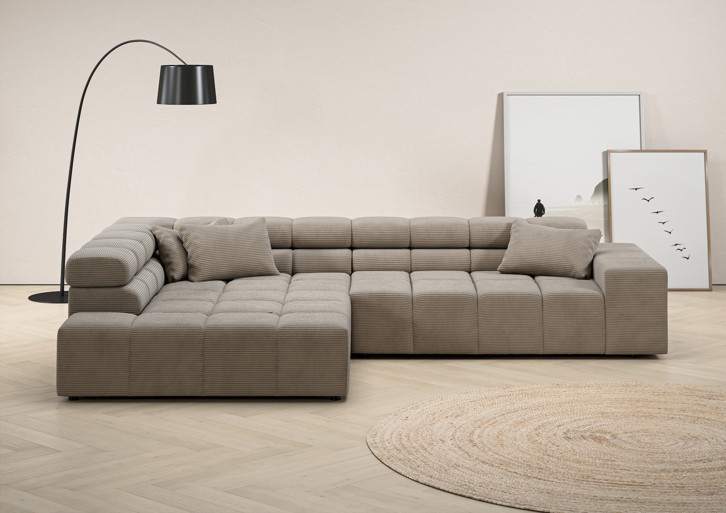 Home affaire Ecksofa »Ancona incl. Kopfteilverstellung, OTTOs Choice, Breite 319cm, L-Form« wahlweise motorische Sitztiefenverstellung, auch in Cord + Easy Care