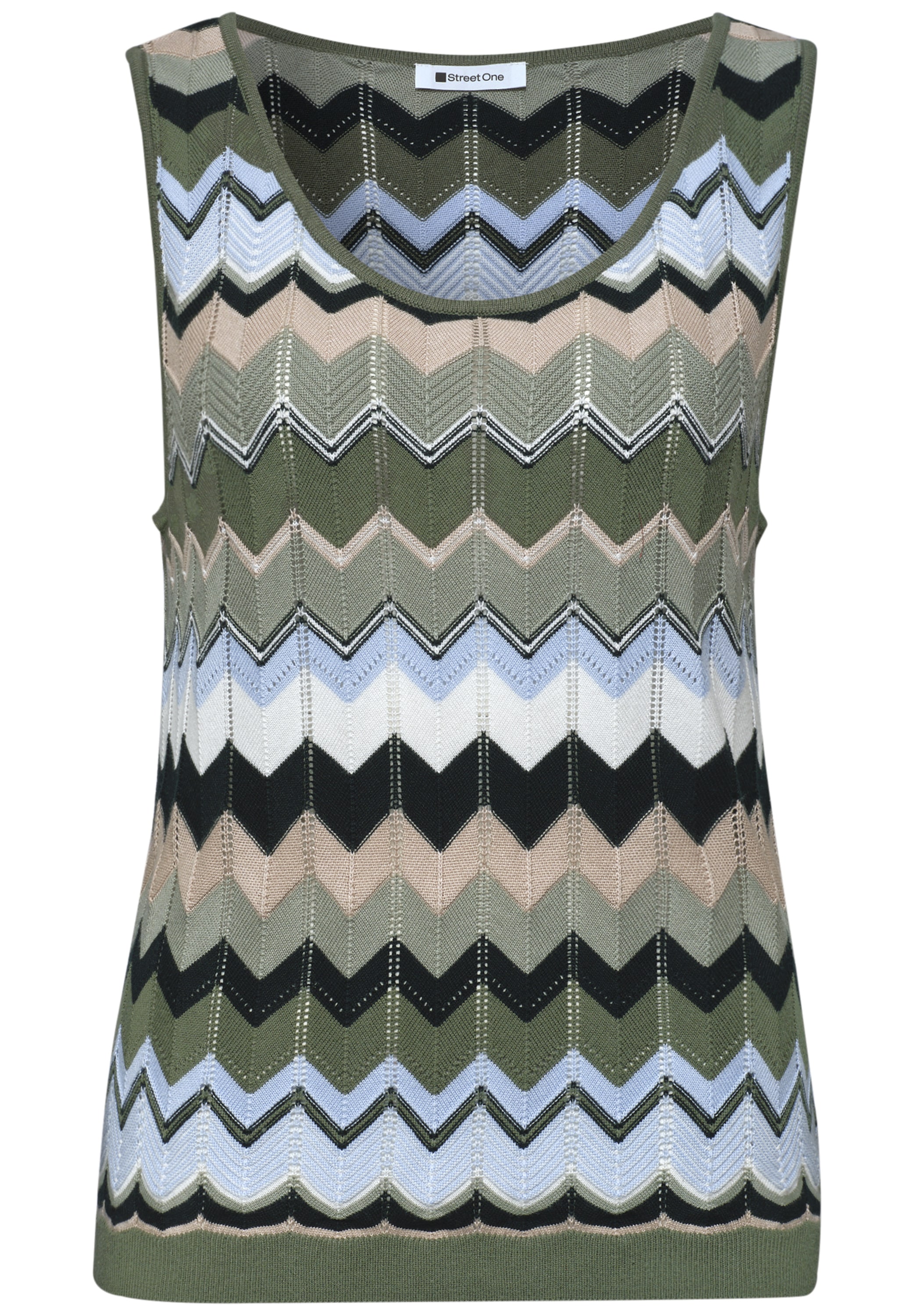 STREET ONE Stricktop Sommertop mit Zick-Zack-Muster