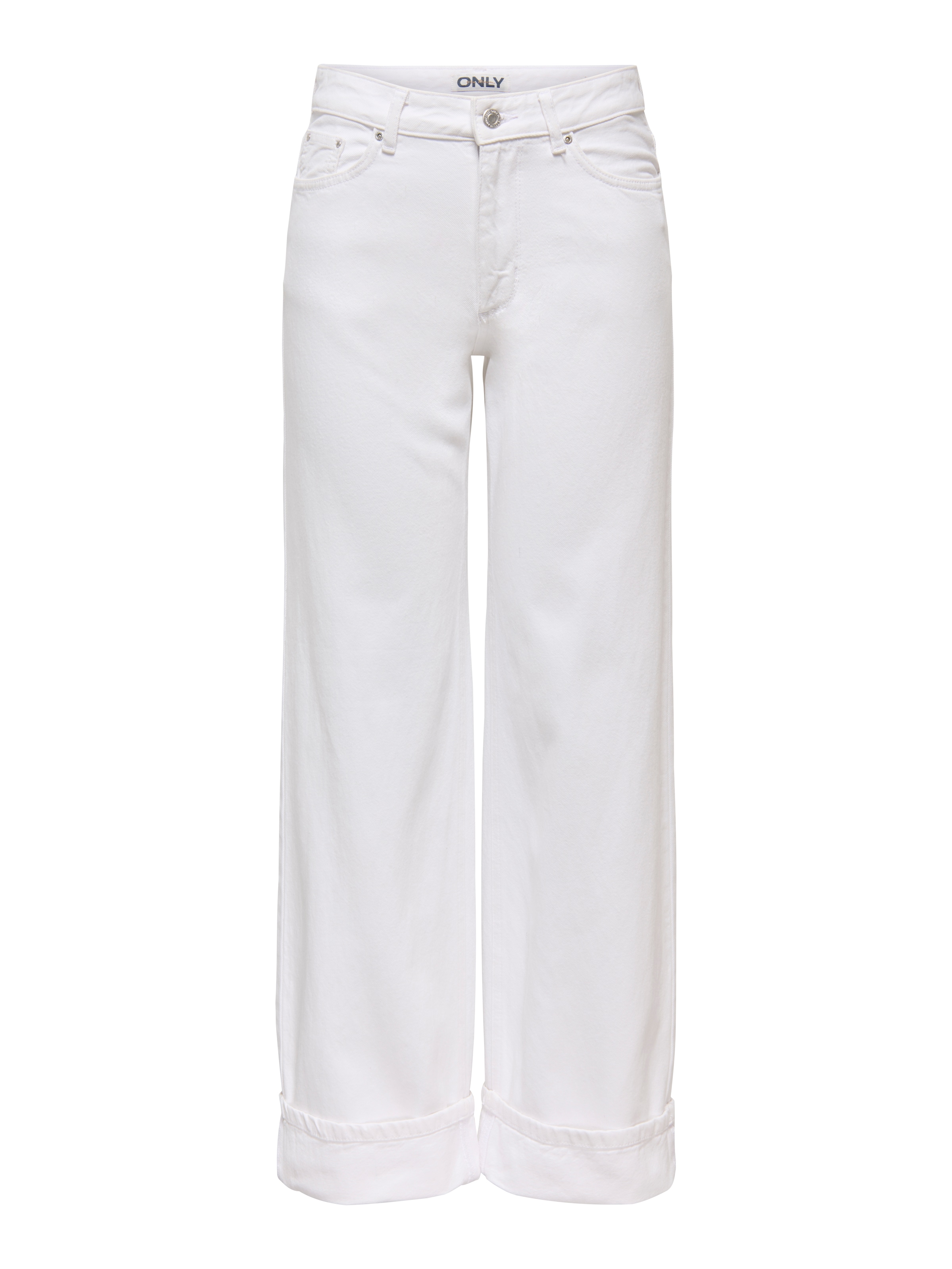 ONLY Weite Jeans »ONLELLA MW WIDE FOLD UP DNM WHITE TAI« Baumwolle, regular waist, wide fit