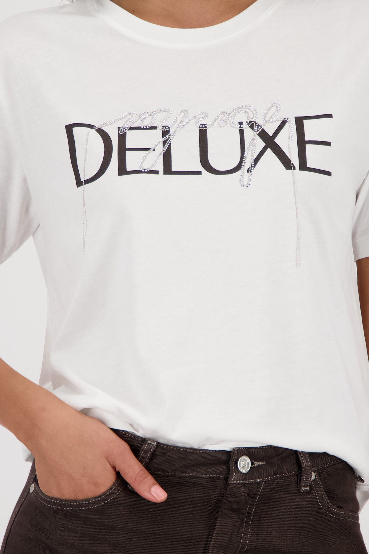 Monari T-Shirt »Shirt Schrift« Regular fit mit Schmuckdetails