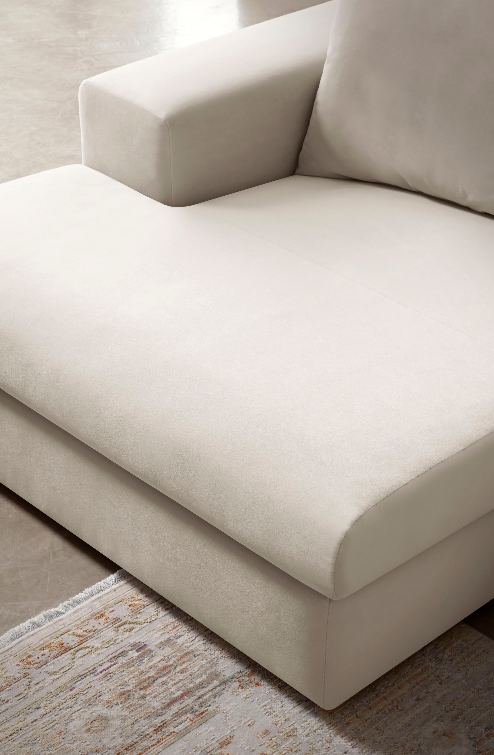 andas Ecksofa »SLEETLAND XXL in Samtvelours oder Vintage-Leder-Optik, L-Form,«, besonders groß und bequem
