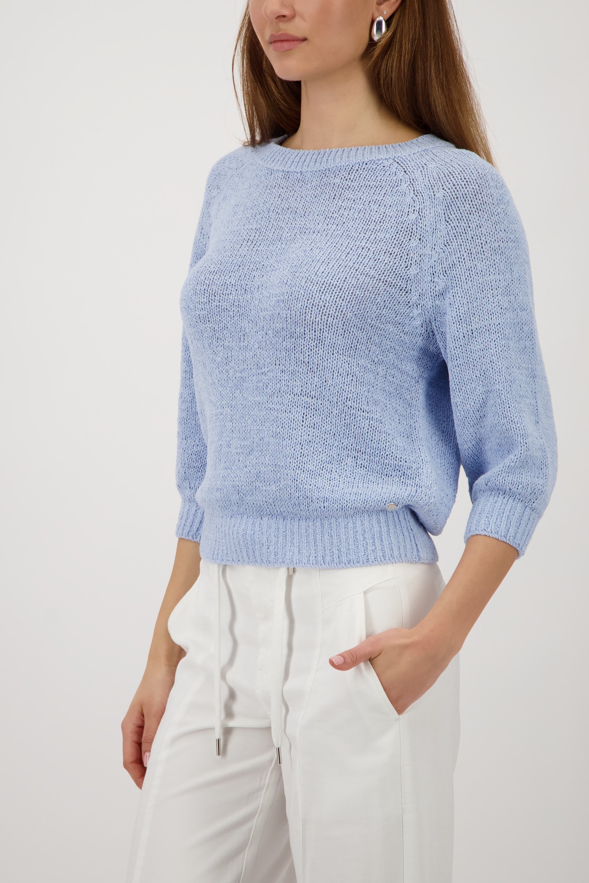 Monari Strickpullover »Pullover Basic Bändchen« Regular fit aus Bändchengarn