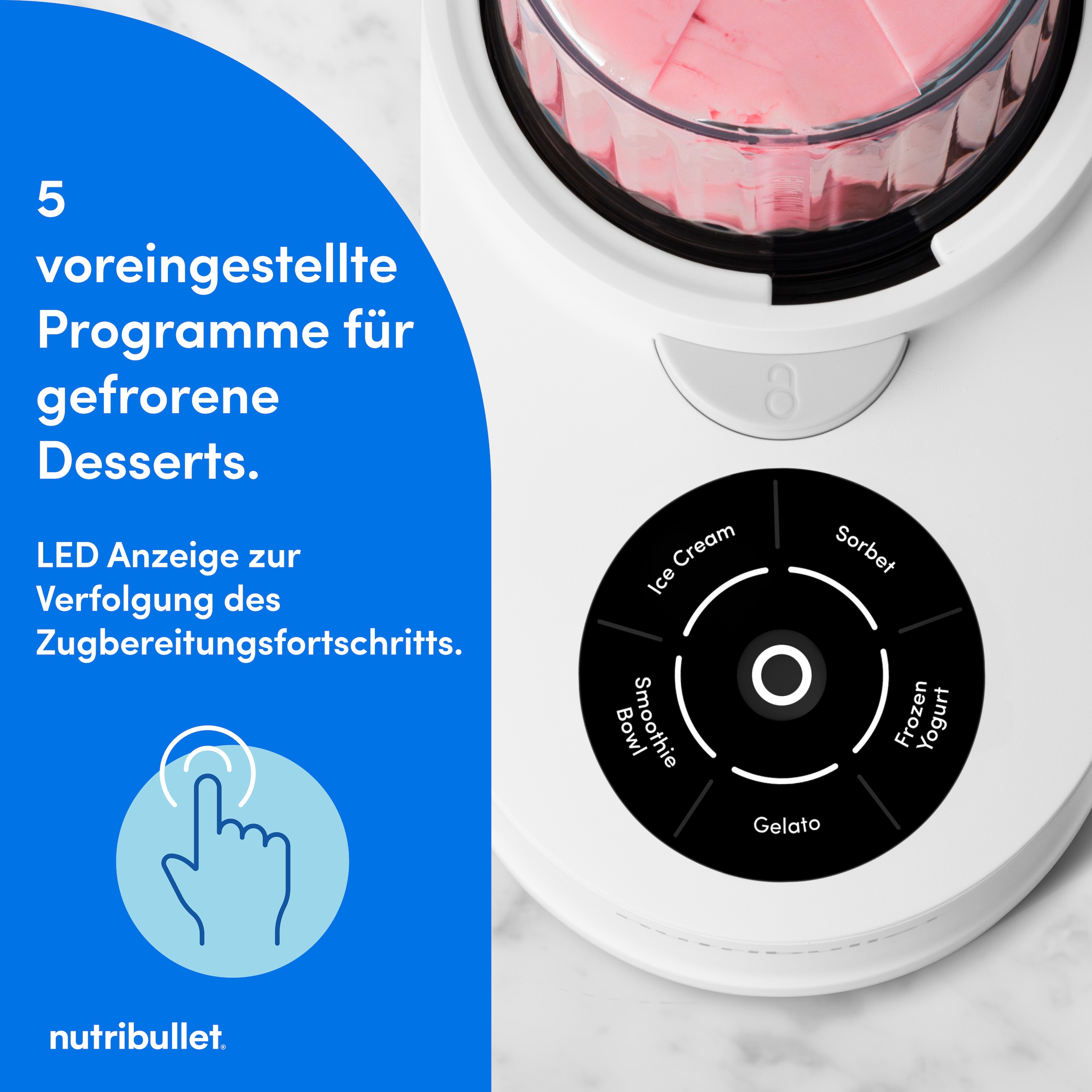 nutribullet Eismaschine »nutribullet Chill, 5 Programme, 3 Behälter (NBD0503W)« 500 W Eis, Gelato, Sorbet, Smoothie Bowl, Frozen Yoghurt